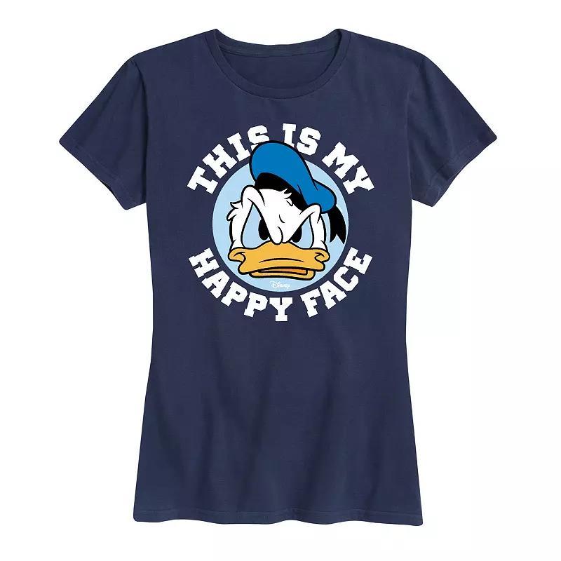 Disney's Donald Duck Women's This Is My Happy Face Graphic Tee, Size: Large, Blue Product Image