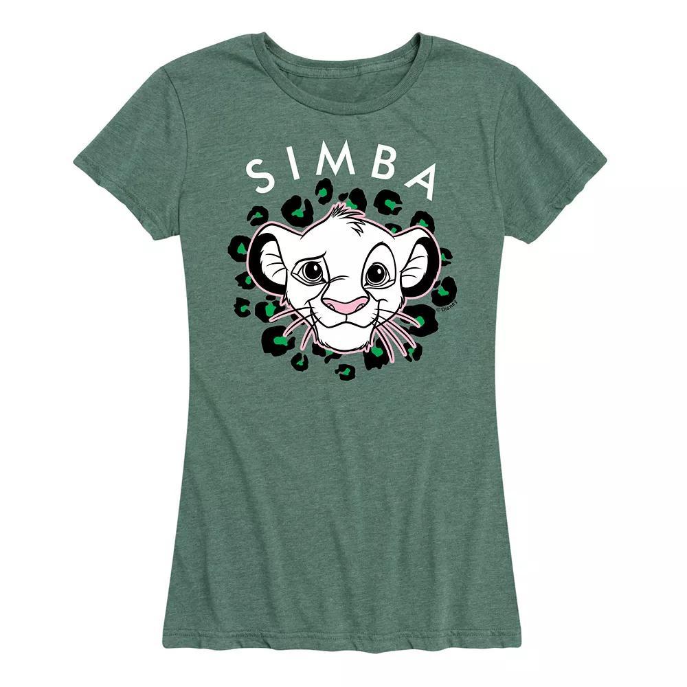 Disneys Lion King Simba Womens Green Spots Graphic Tee Grey Gray Product Image