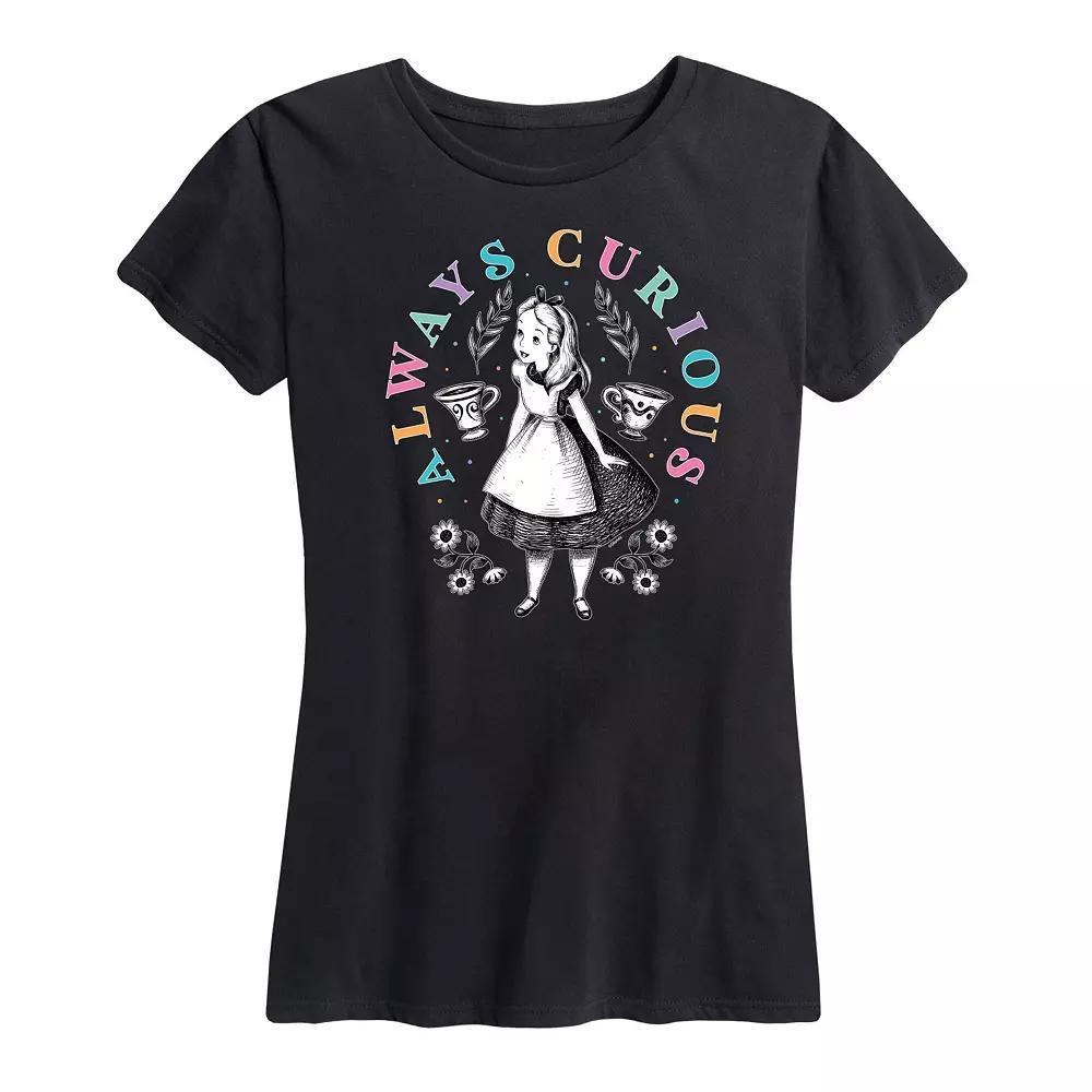Disneys Alice in Wonderland Womens Always Curious Graphic Tee, Girls Product Image