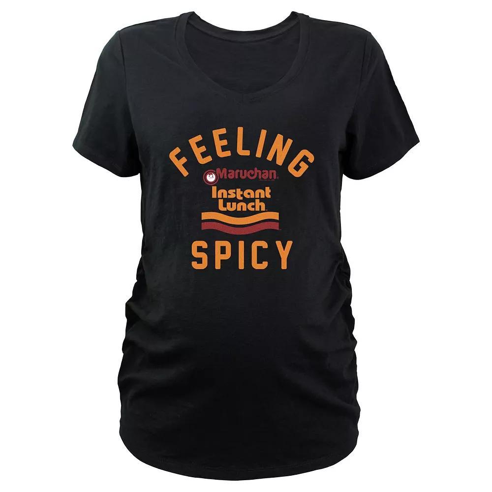 Maternity Maruchan Feeling Spicy V-Neck Graphic Tee, Women's, Size: XL-Mat, Black Product Image