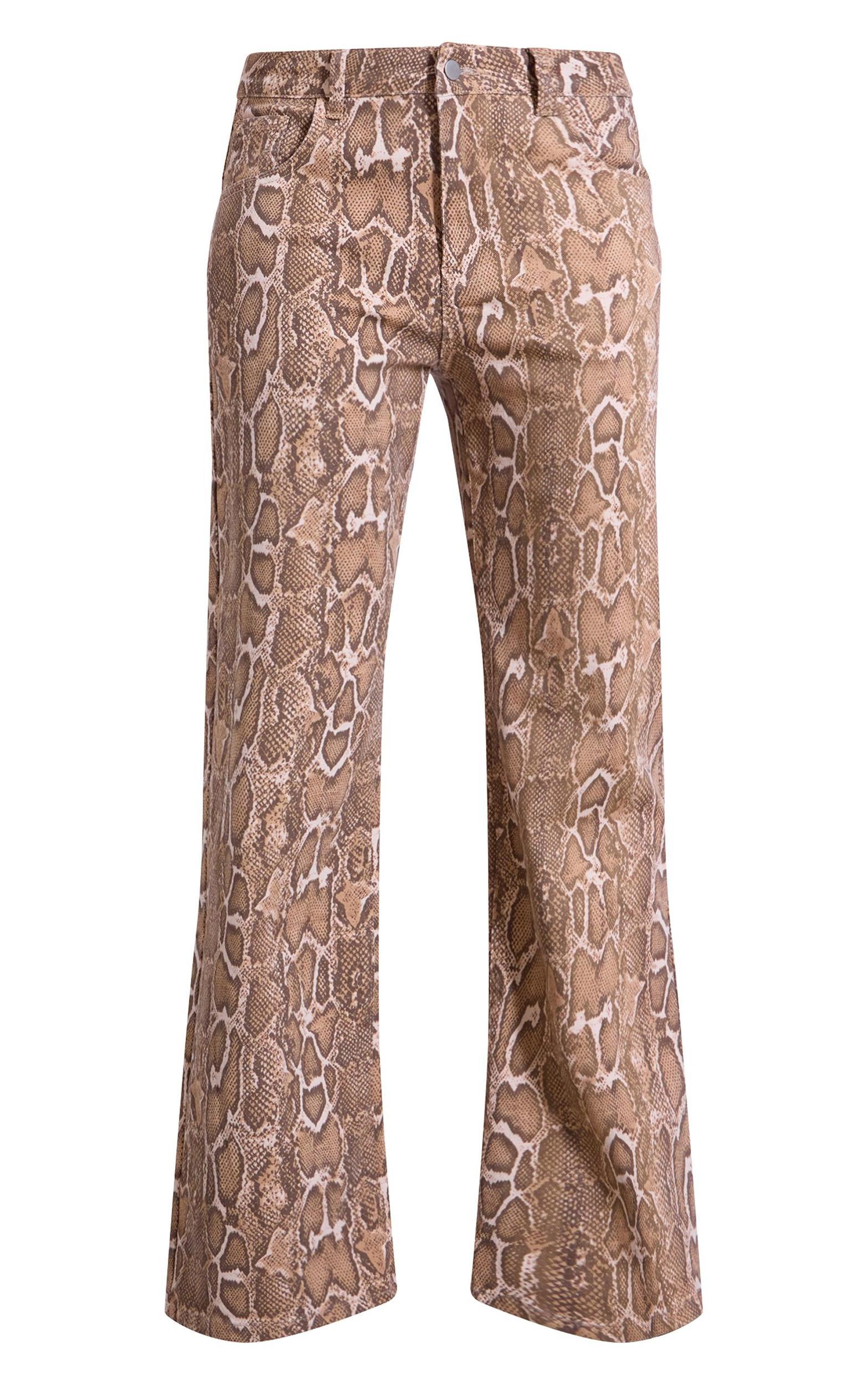 Brown Snake Print Wide Leg Jeans Product Image