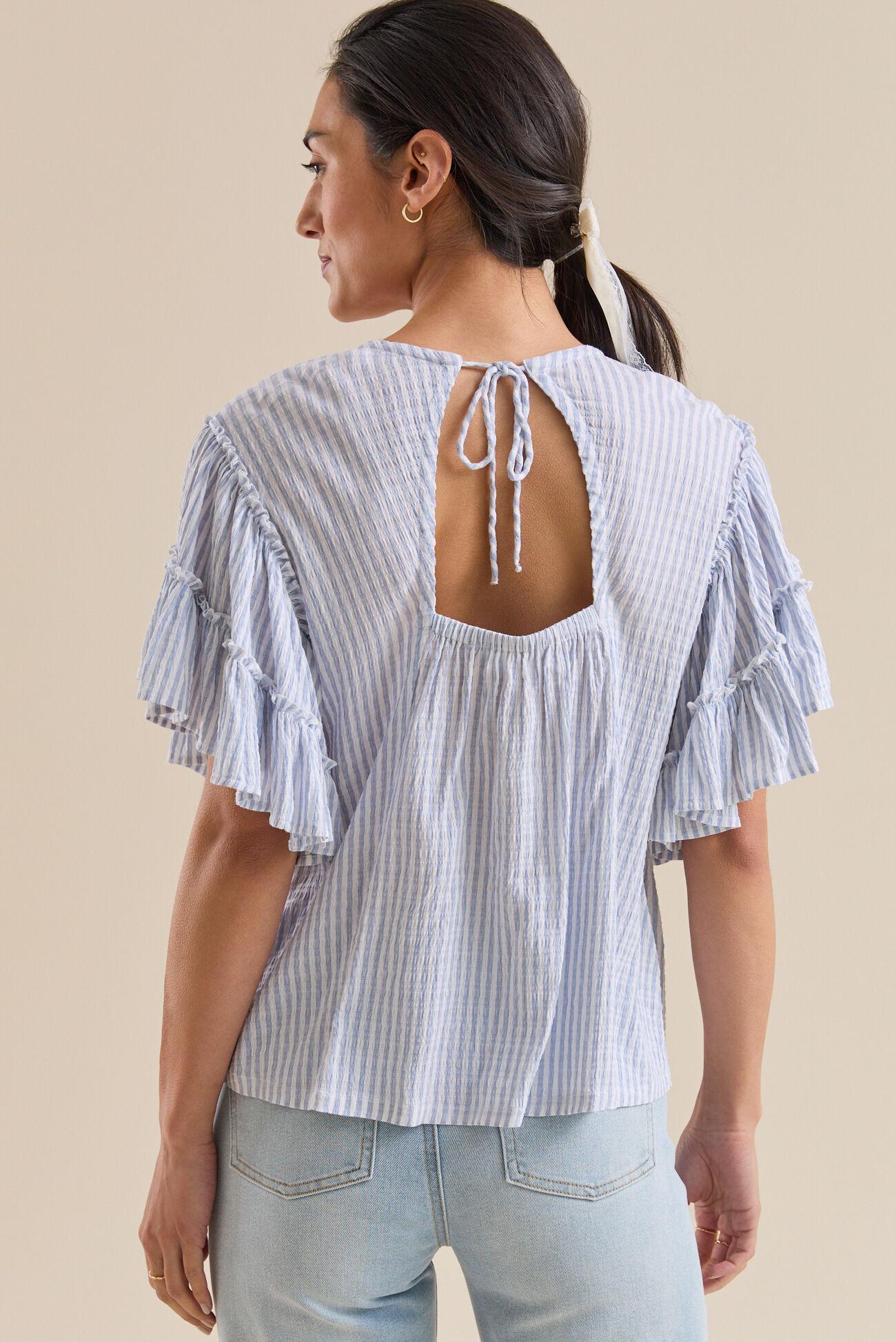 Delilah Striped Flutter Sleeve Top Product Image