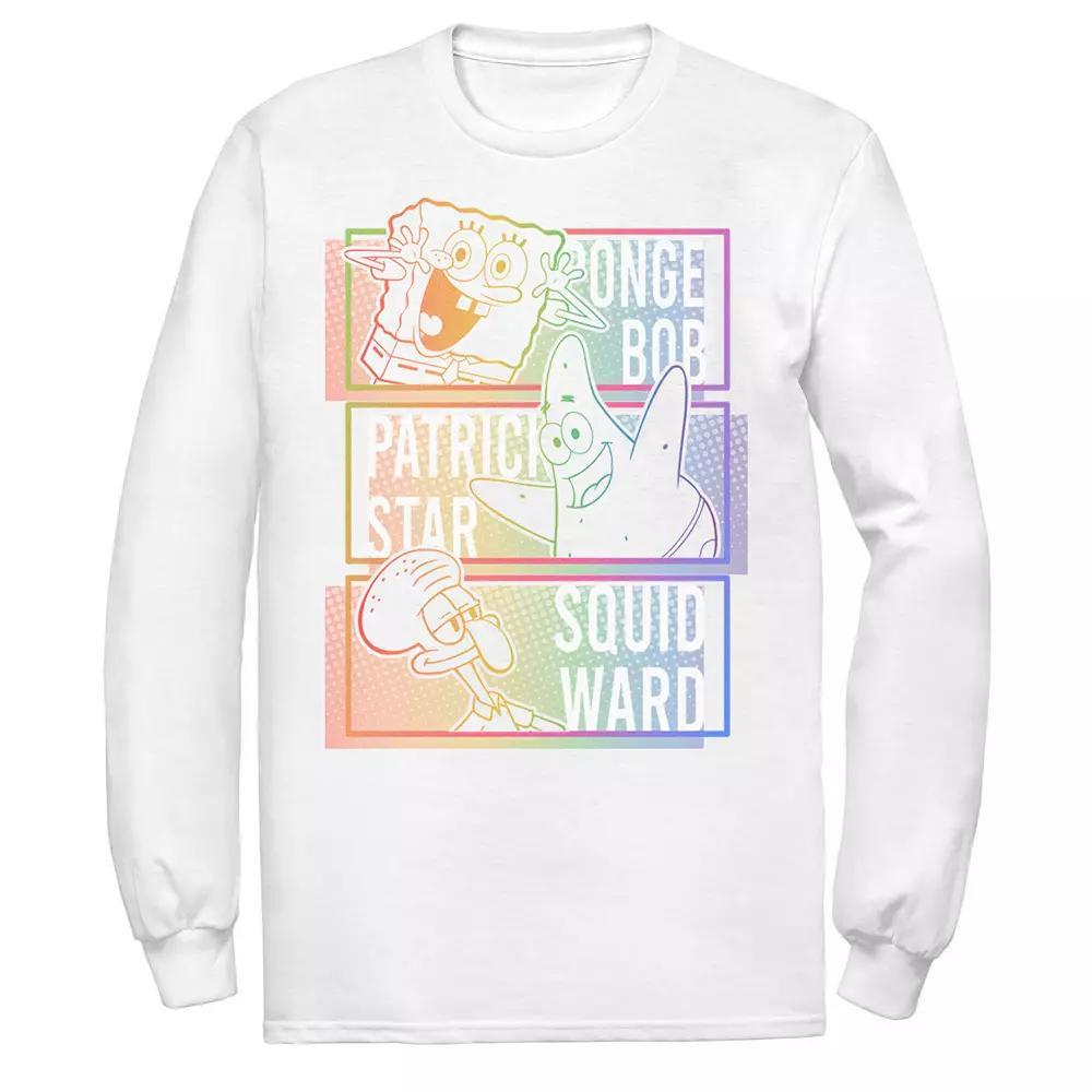 Men's Nickelodeon SpongeBob SquarePants, Patrick & Squidward Rainbow Stack Tee, Size: Medium, White Product Image