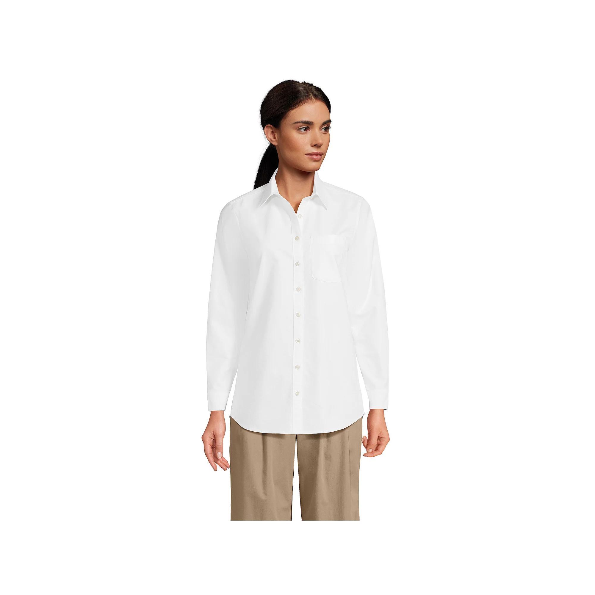 Womens Lands End Long Sleeve Classic Oxford Dress Shirt Product Image