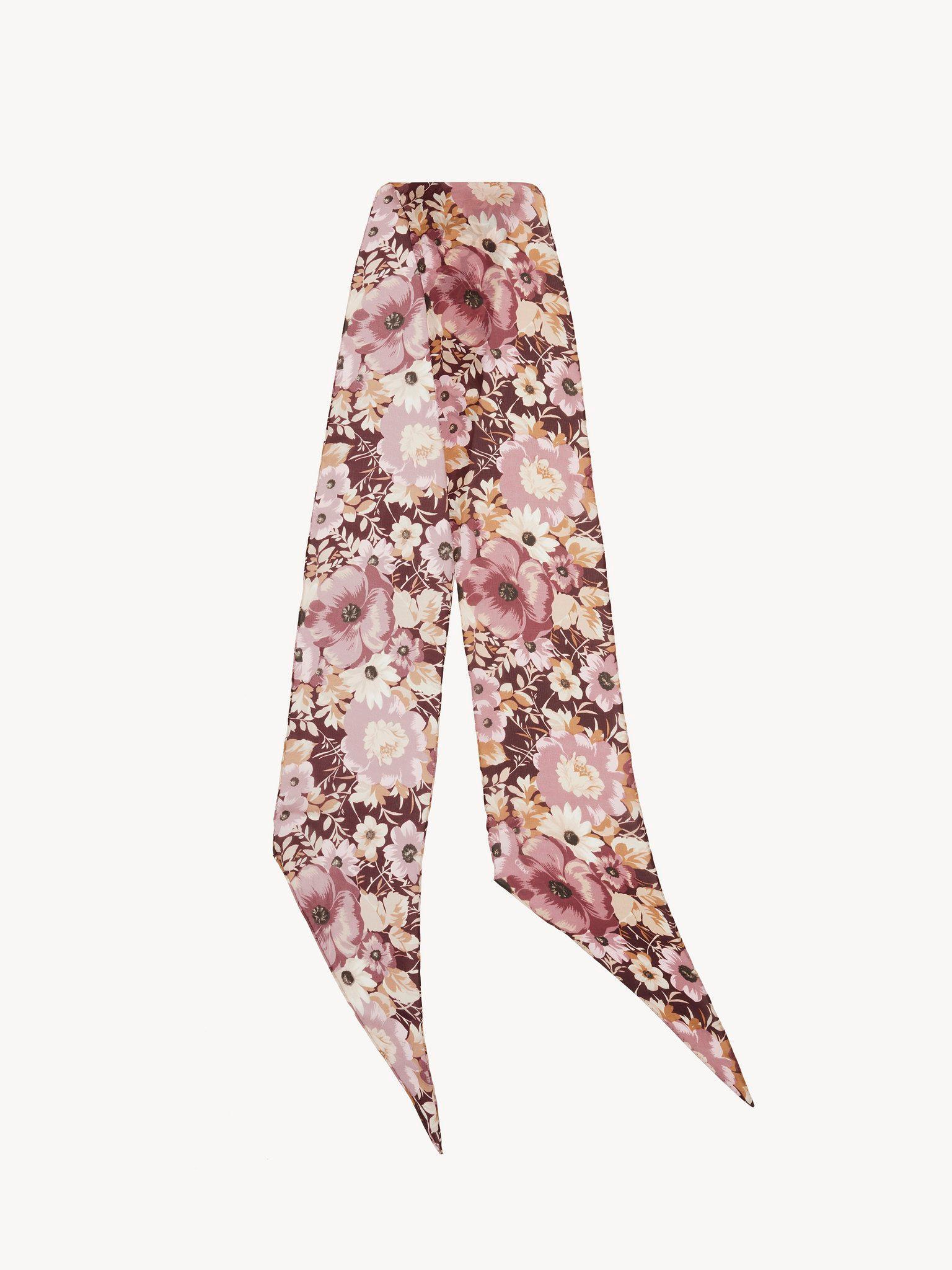 The Chloé Roses bandeau scarf in silk charmeuse Product Image