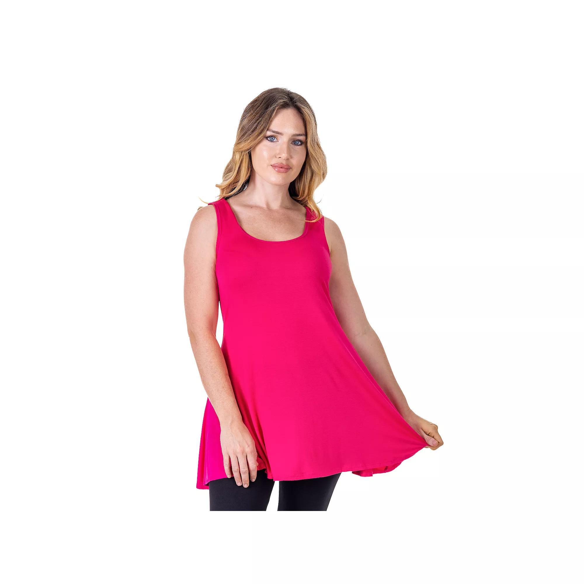 Womens 24Seven Comfort Apparel Scoop Neck Sleeveless Tunic Top Brown Product Image