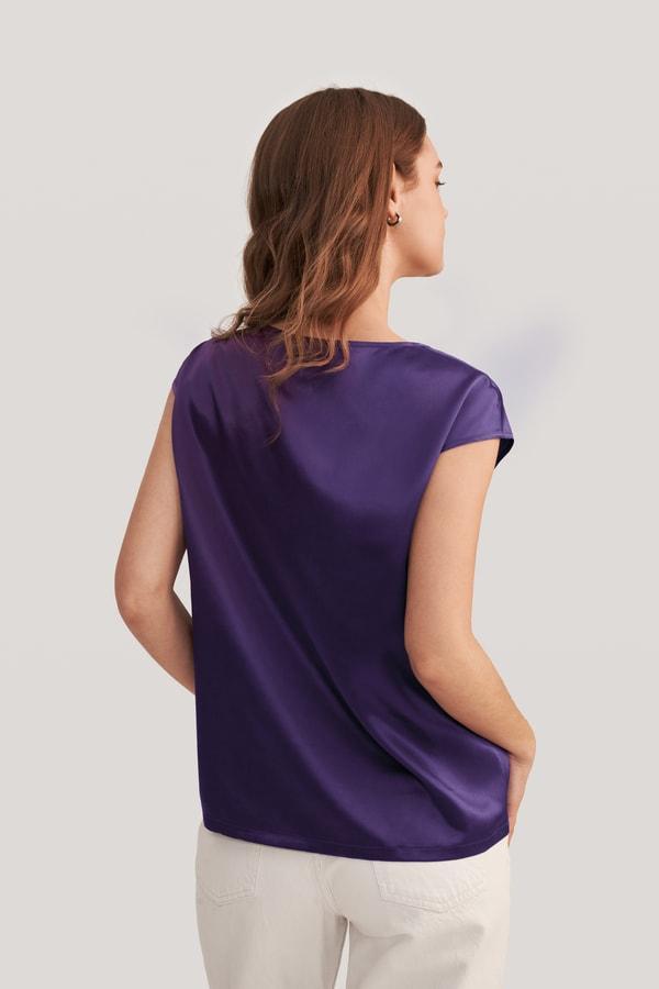 Basic Cap Sleeves Silk Tee Product Image