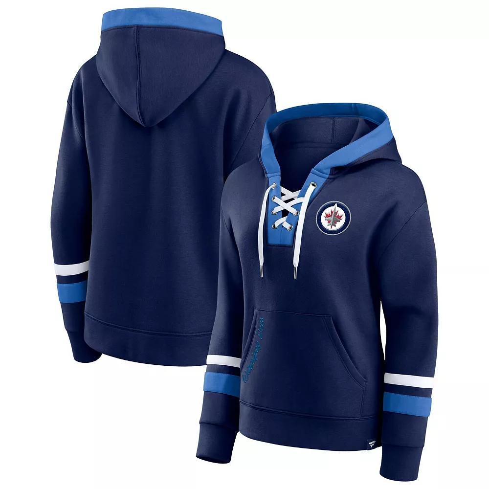 Womens Fanatics Navy Winnipeg Jets Bombastic Lace-Up Pullover Hoodie Jts Blue Product Image