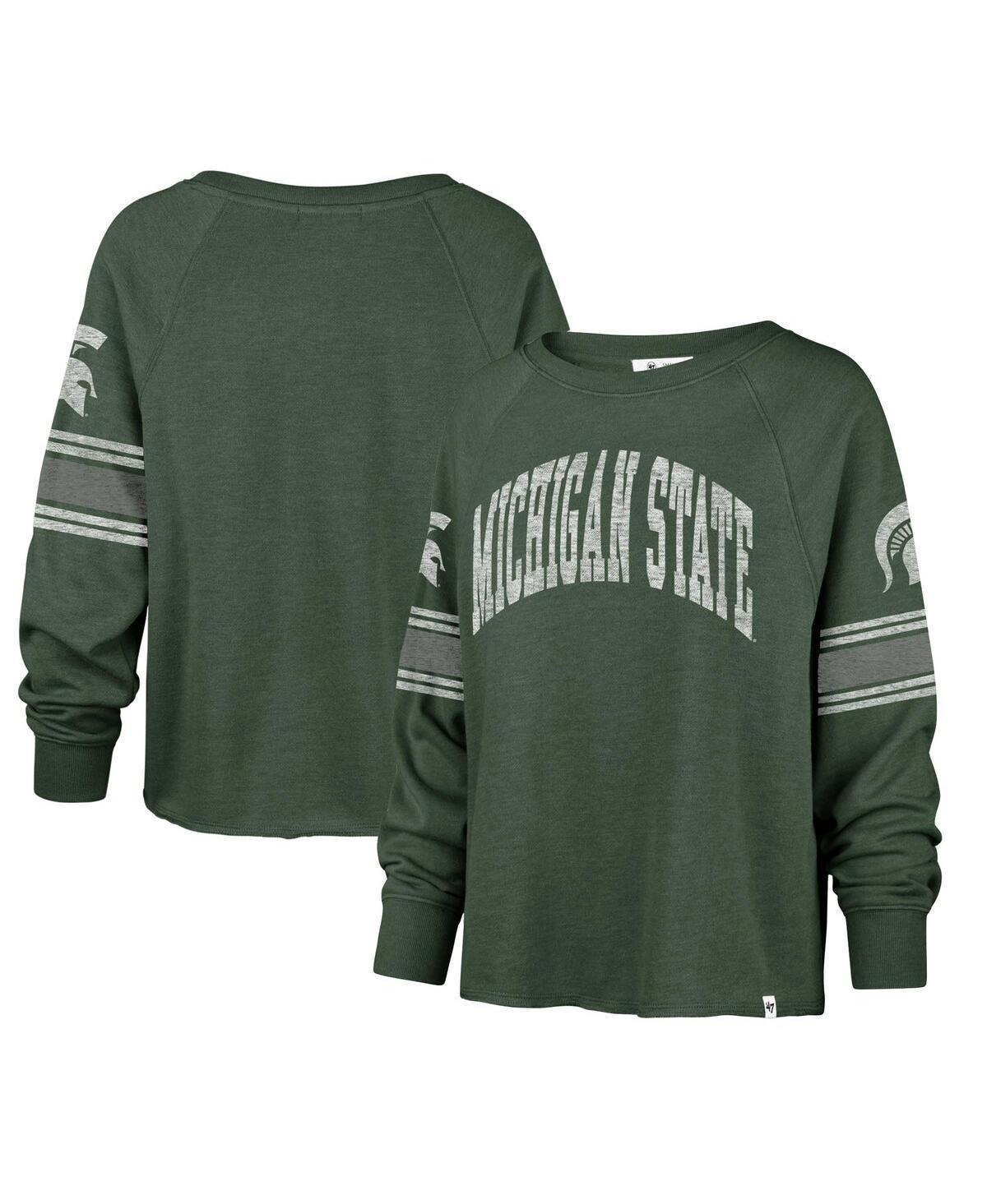 Women's '47 Green Michigan State Spartans Allie Modest Raglan Long Sleeve Cropped T-Shirt, Size: Medium Product Image