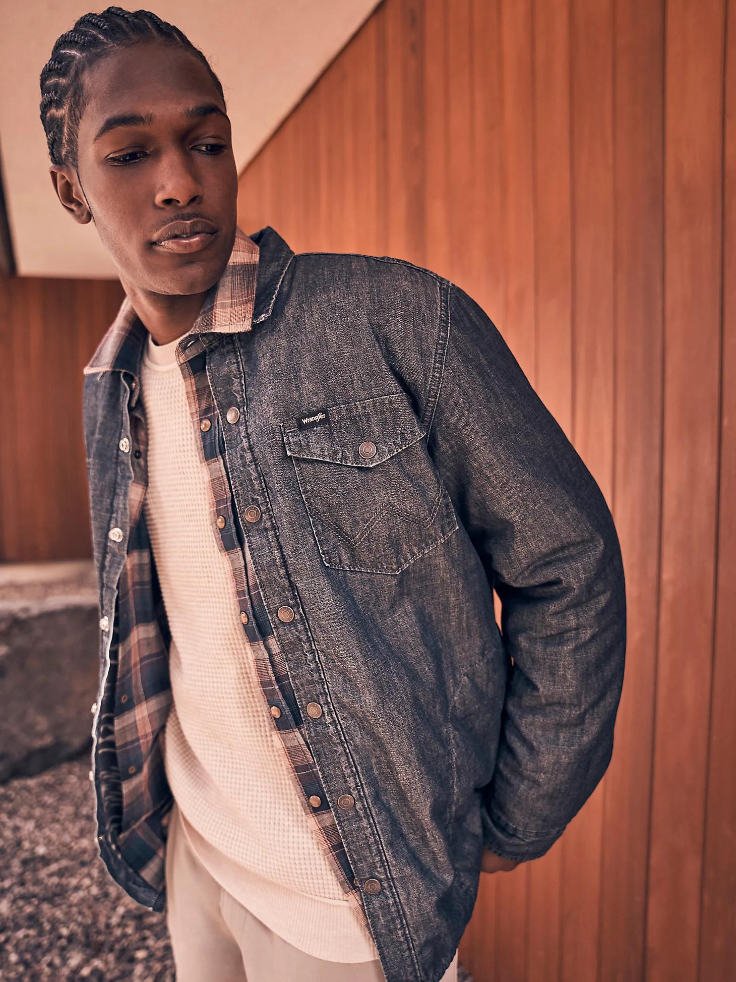 Men's Printed Fleece Lined Denim Shirt | Men's SHIRTS | Wrangler® Product Image
