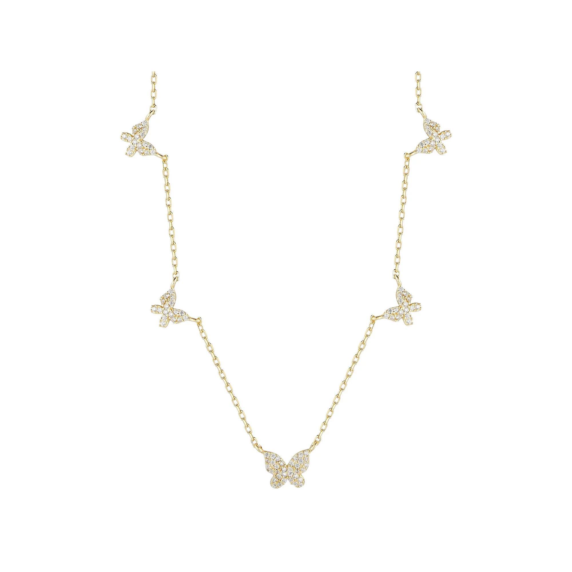 Sunkissed Sterling Cubic Zirconia Butterfly Collar Necklace, Women's, Size: 16", Gold Tone Product Image