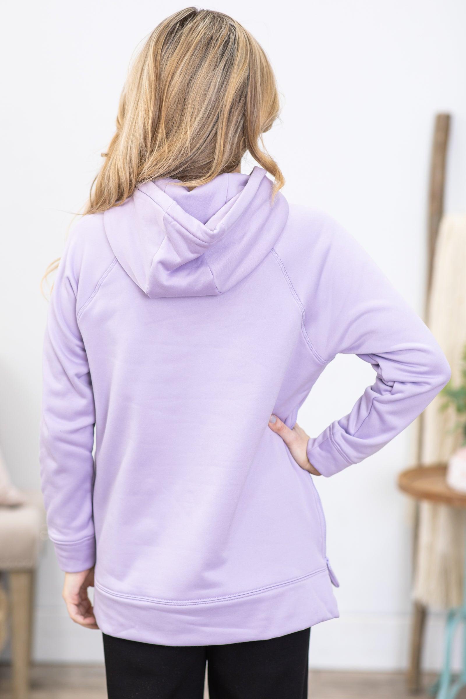Lilac Pullover Hoodie With Side Zipper Product Image