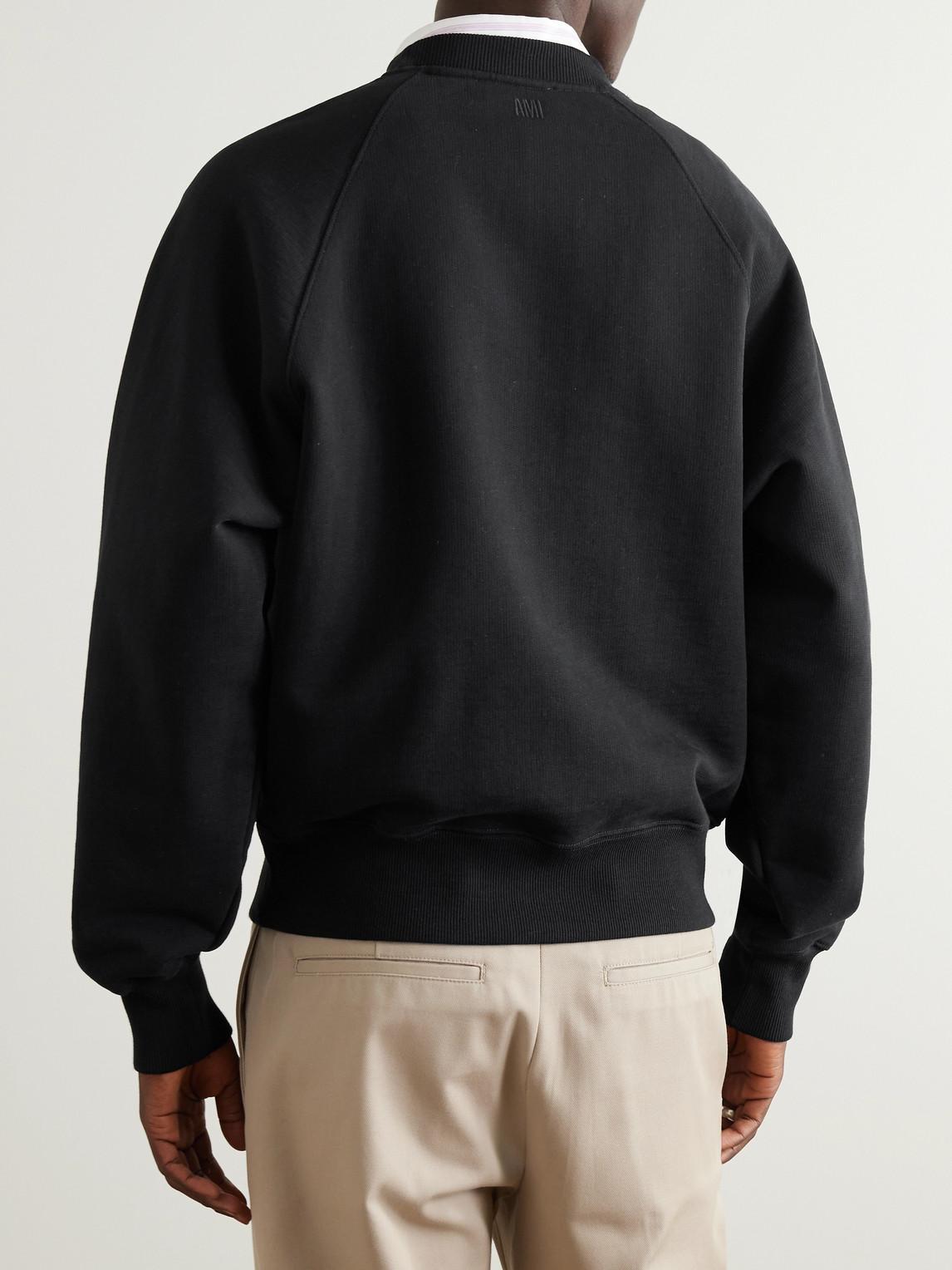 AMI ALEXANDRE MATTIUSSI Ami Classic Black Sweater With Round Neckline And Emblem Detail Product Image