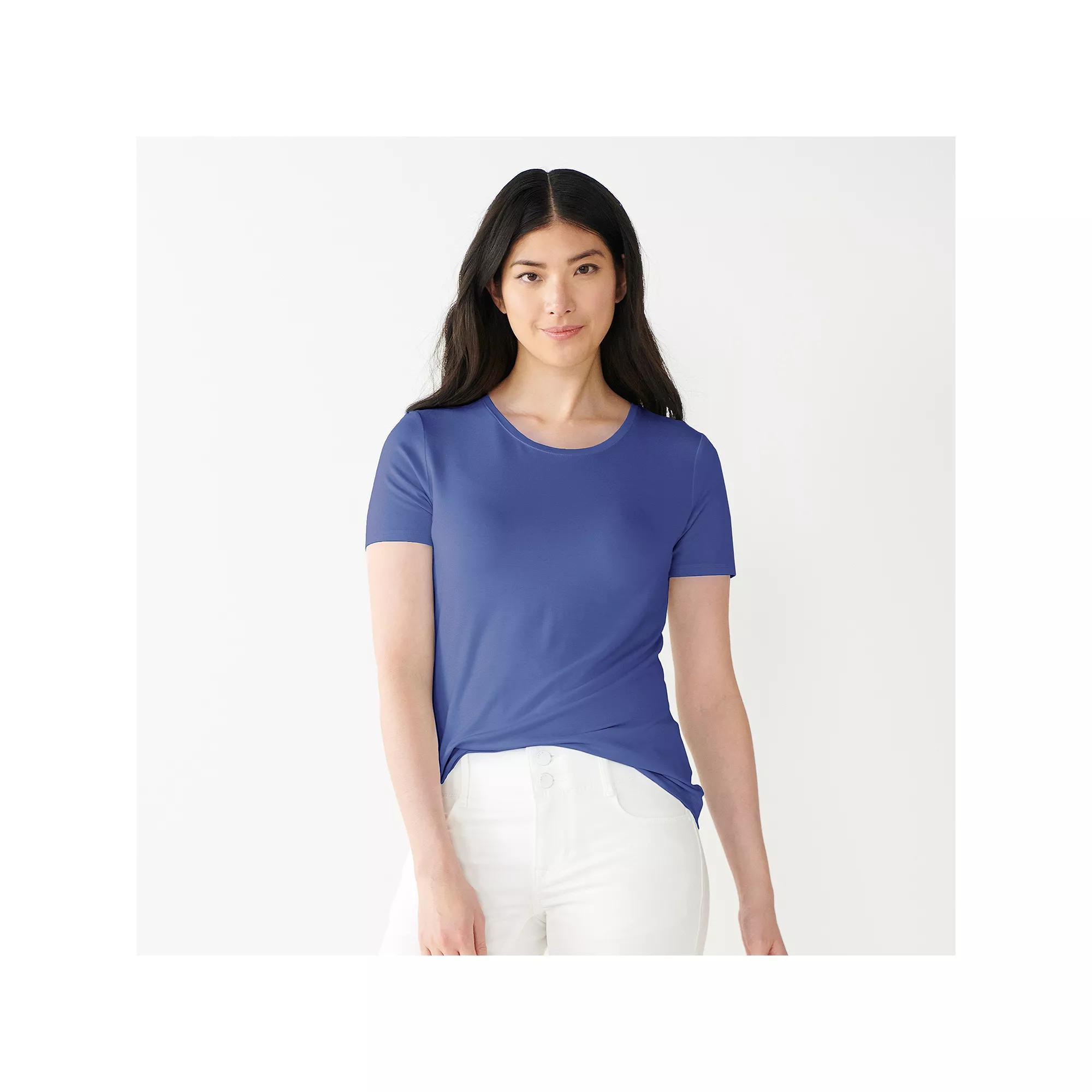 Women's Nine West Essential Crewneck Tee, Size: Small, Wesley Purple Product Image