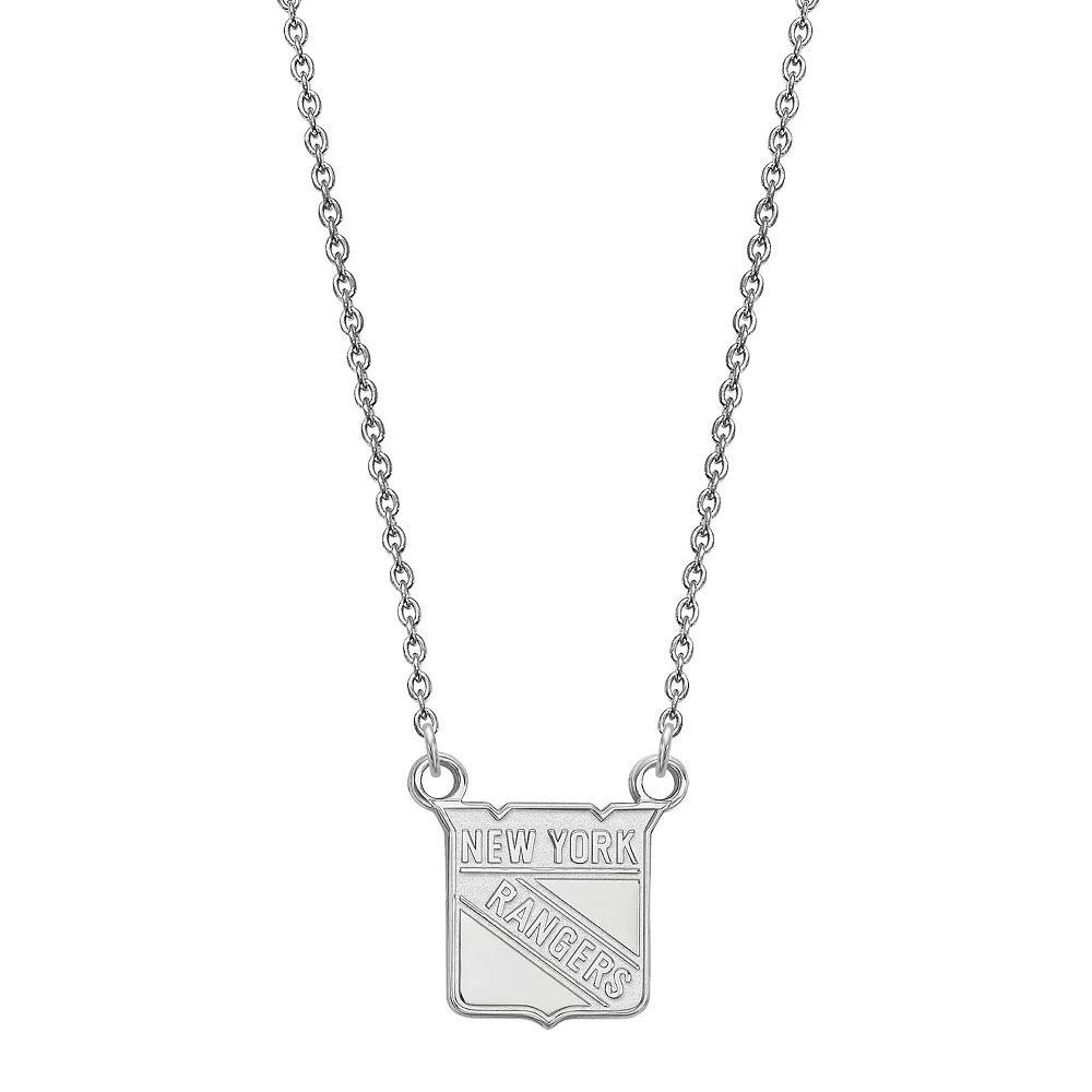 LogoArt New York Rangers Sterling Silver Small Logo Pendant Necklace, Women's, Size: 18" Product Image