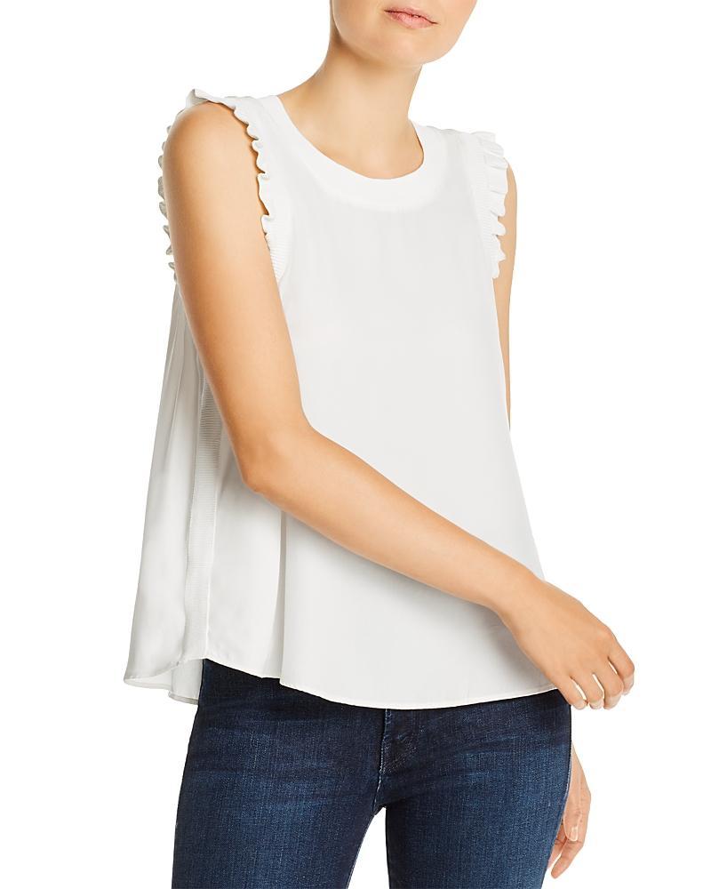 Cinq a Sept Lenore Ruffle Trimmed Silk Top Product Image