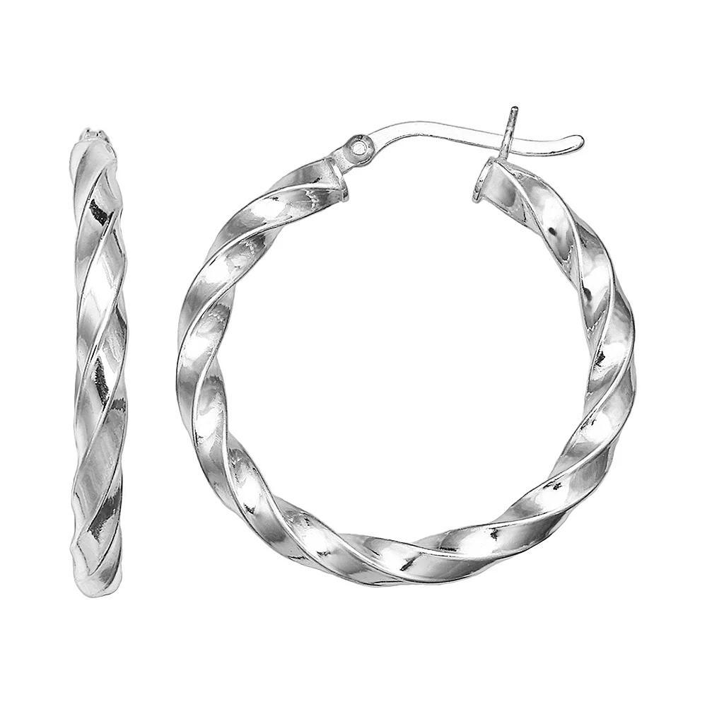 PRIMROSE Sterling Silver Twist Hoop Earrings, Women's, Grey Product Image