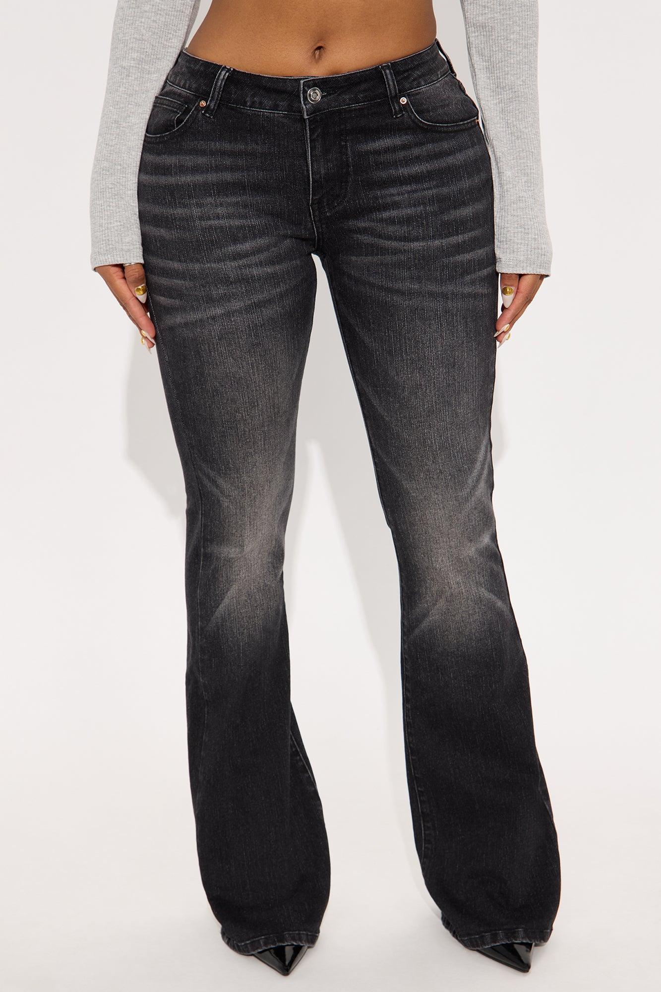 Forever Stretch Low Rise Flare Jeans - Black Wash Product Image