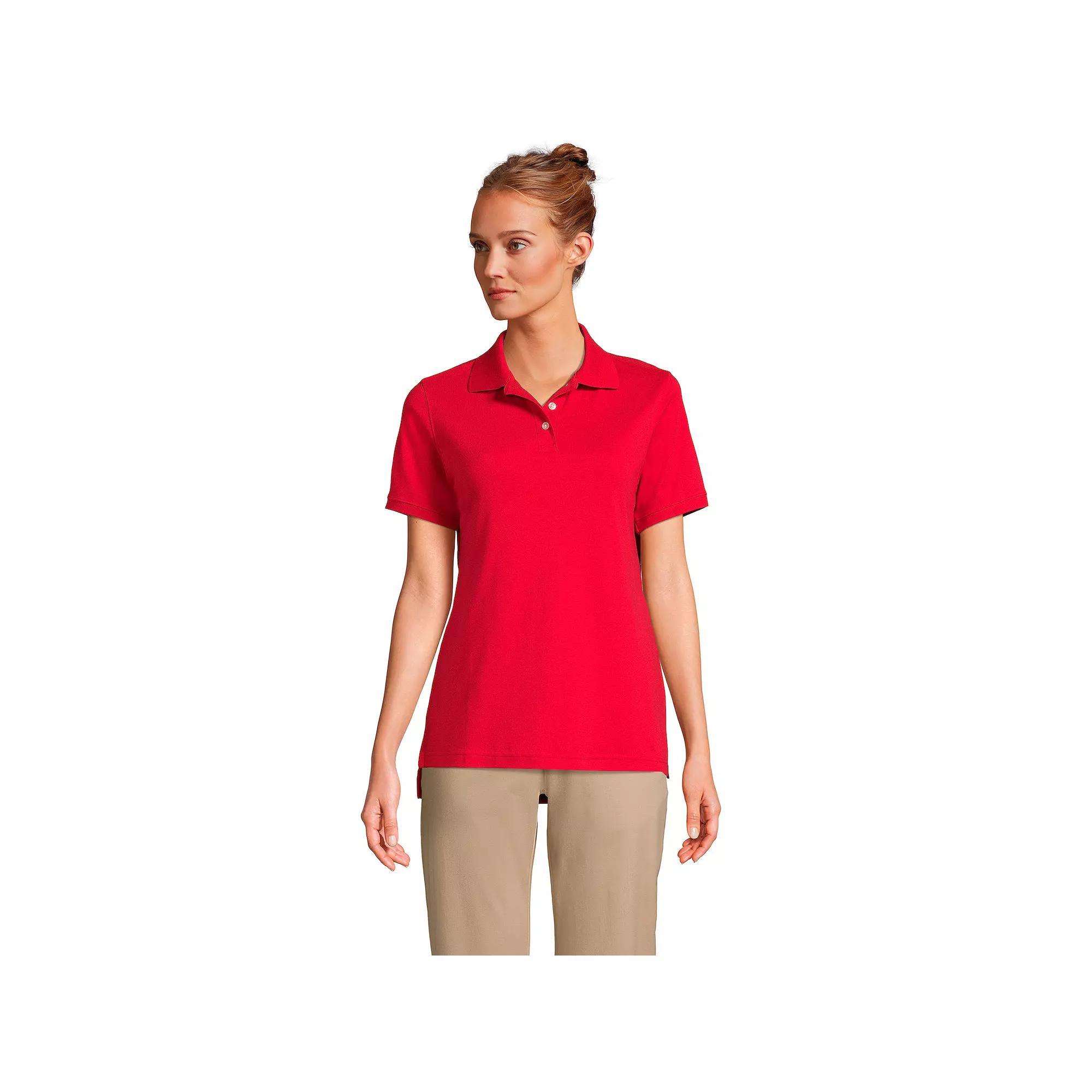 Women's Lands' End School Uniform Classic Short Sleeve Interlock Polo Top, Size: Medium, Classic Blue Product Image