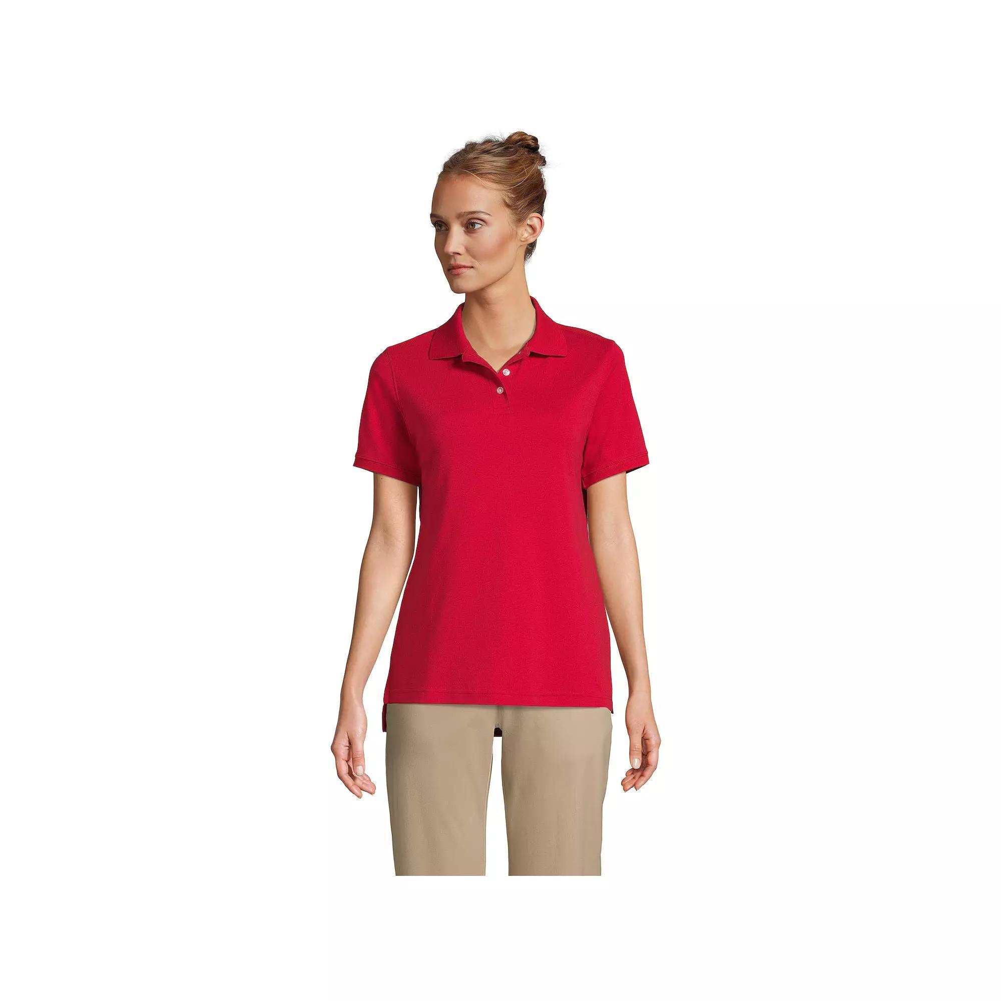 Women's Lands' End School Uniform Classic Short Sleeve Interlock Polo Top, Size: Medium, Classic Blue Product Image