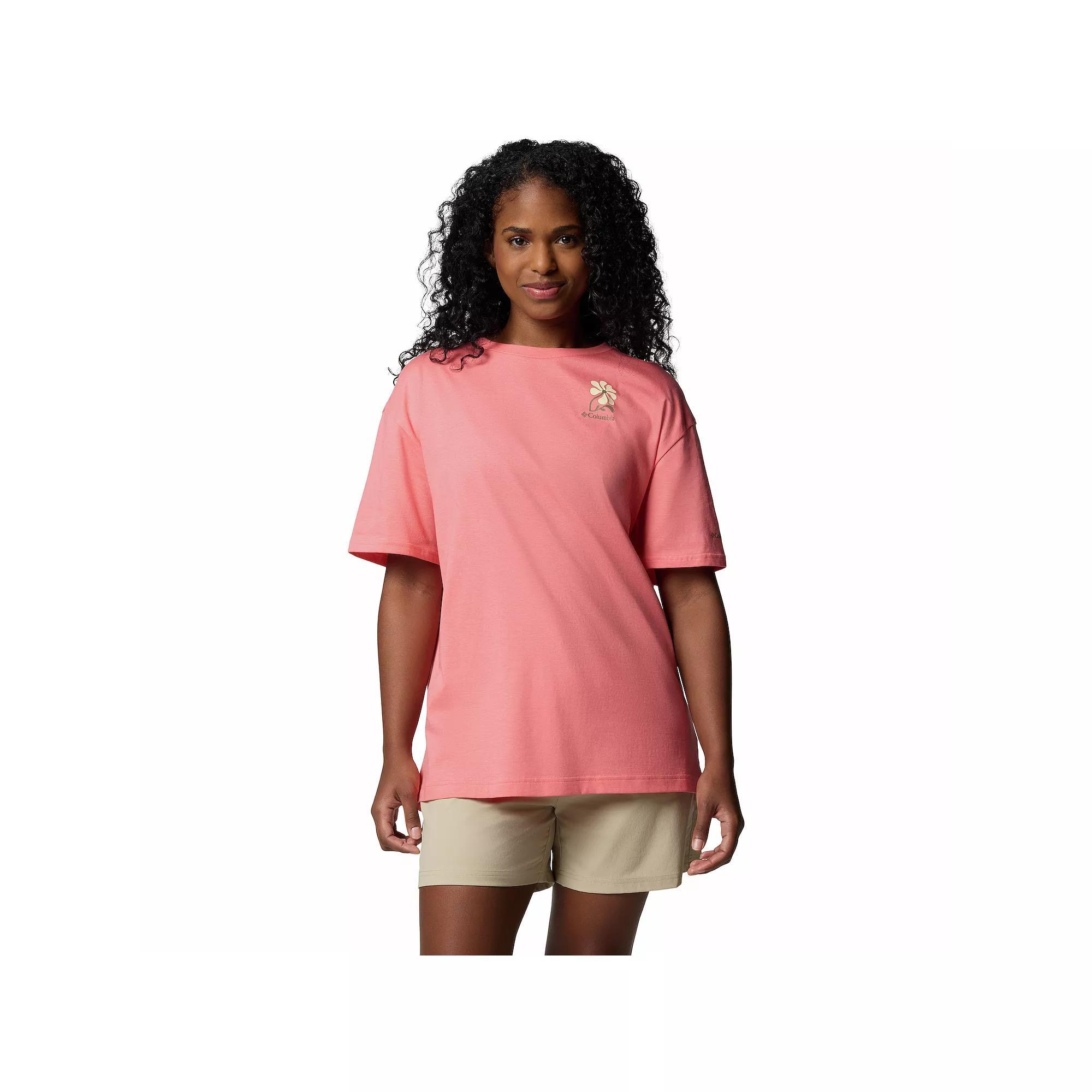 Women's Columbia Rolling Bend Graphic Oversized T-Shirt, Size: XS, Alpenglow Floral Fun Product Image