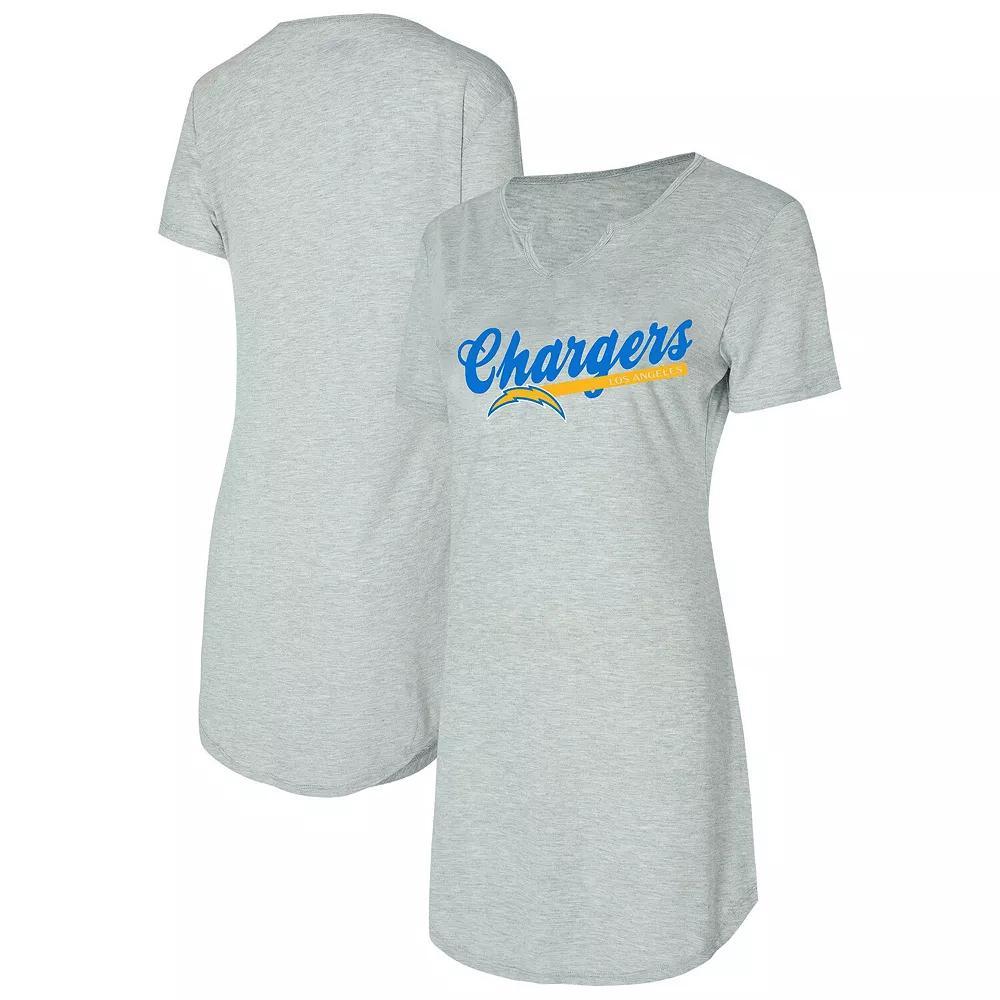 Women's Concepts Sport Gray Los Angeles Chargers Petition Knit Nightshirt, Size: Medium, Grey Product Image