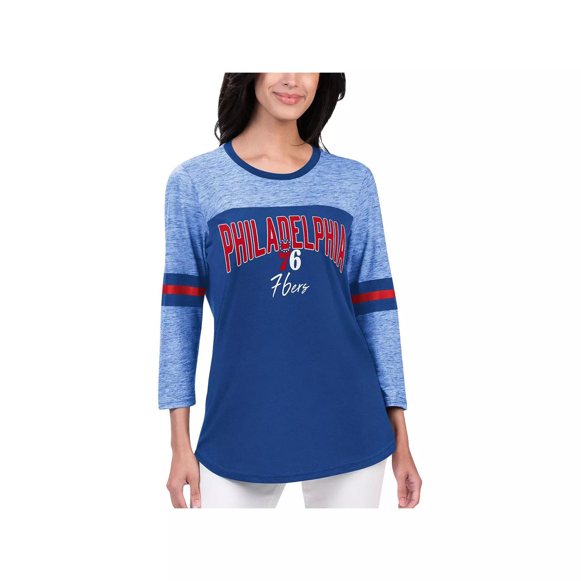 Women's G-III 4Her by Carl Banks Royal Philadelphia 76ers Play the Game Three-Quarter Sleeve T-Shirt, Size: XL, 76r Blue Product Image