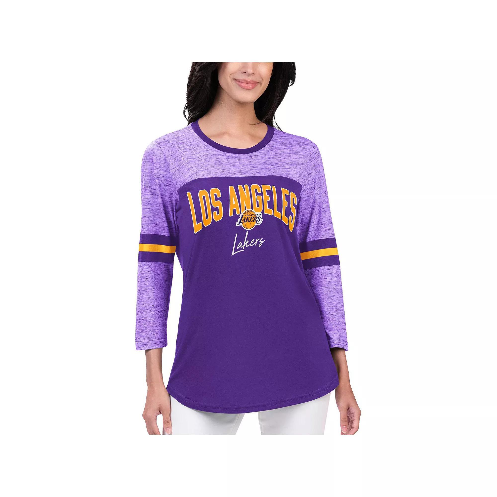 Women's G-III 4Her by Carl Banks Purple Los Angeles Lakers Play the Game Three-Quarter Sleeve T-Shirt, Size: Small Product Image