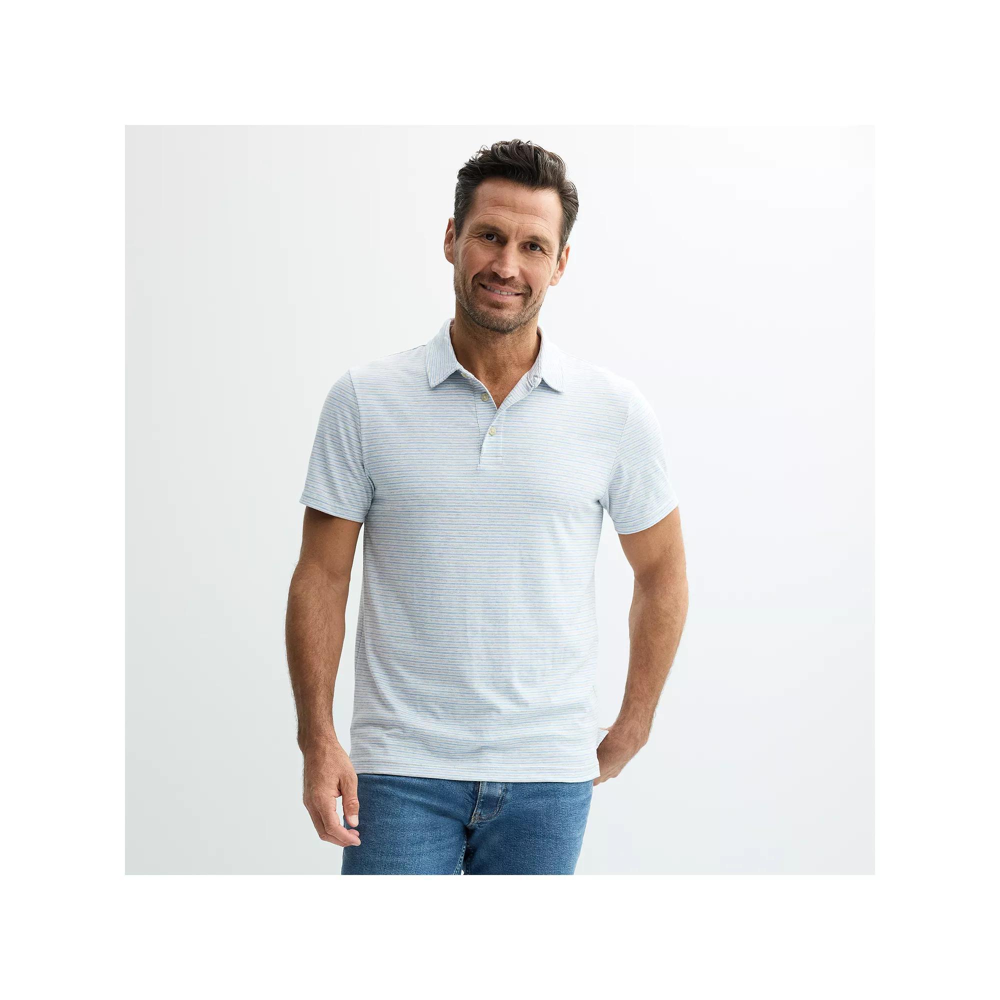 Men's Sonoma Goods For Life® The Super Soft Polo, Size: XXL, Blue Grey Stripe Product Image