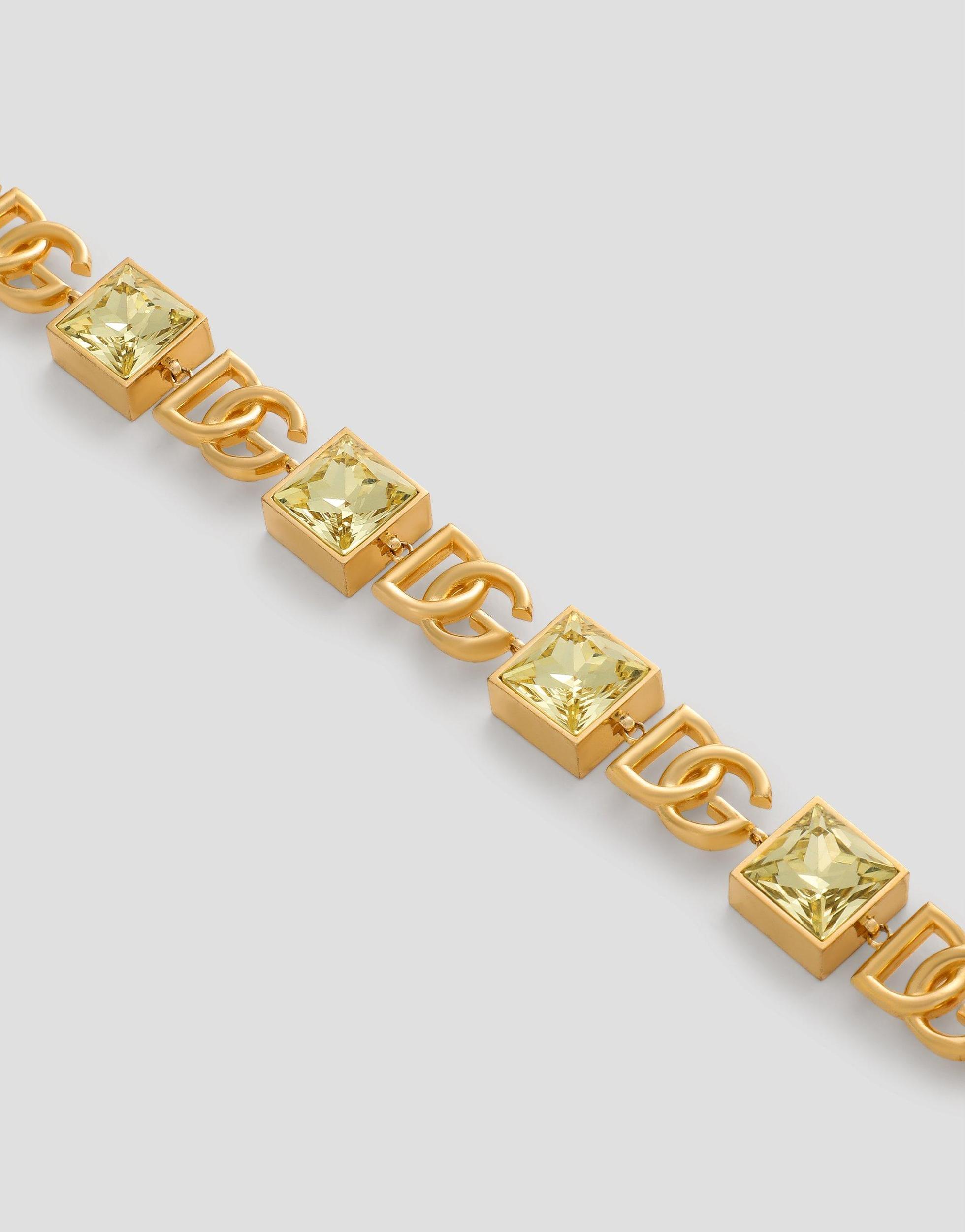 DOLCE & GABBANA Necklace With Dg Logo And Rhinestones In Oro Product Image