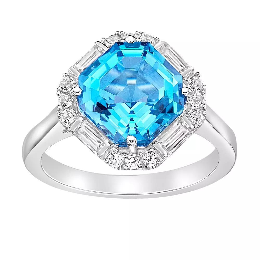 Gemminded Sterling Silver Blue Topaz & Lab-Created White Sapphire Ring, Women's, Size: 8 Product Image