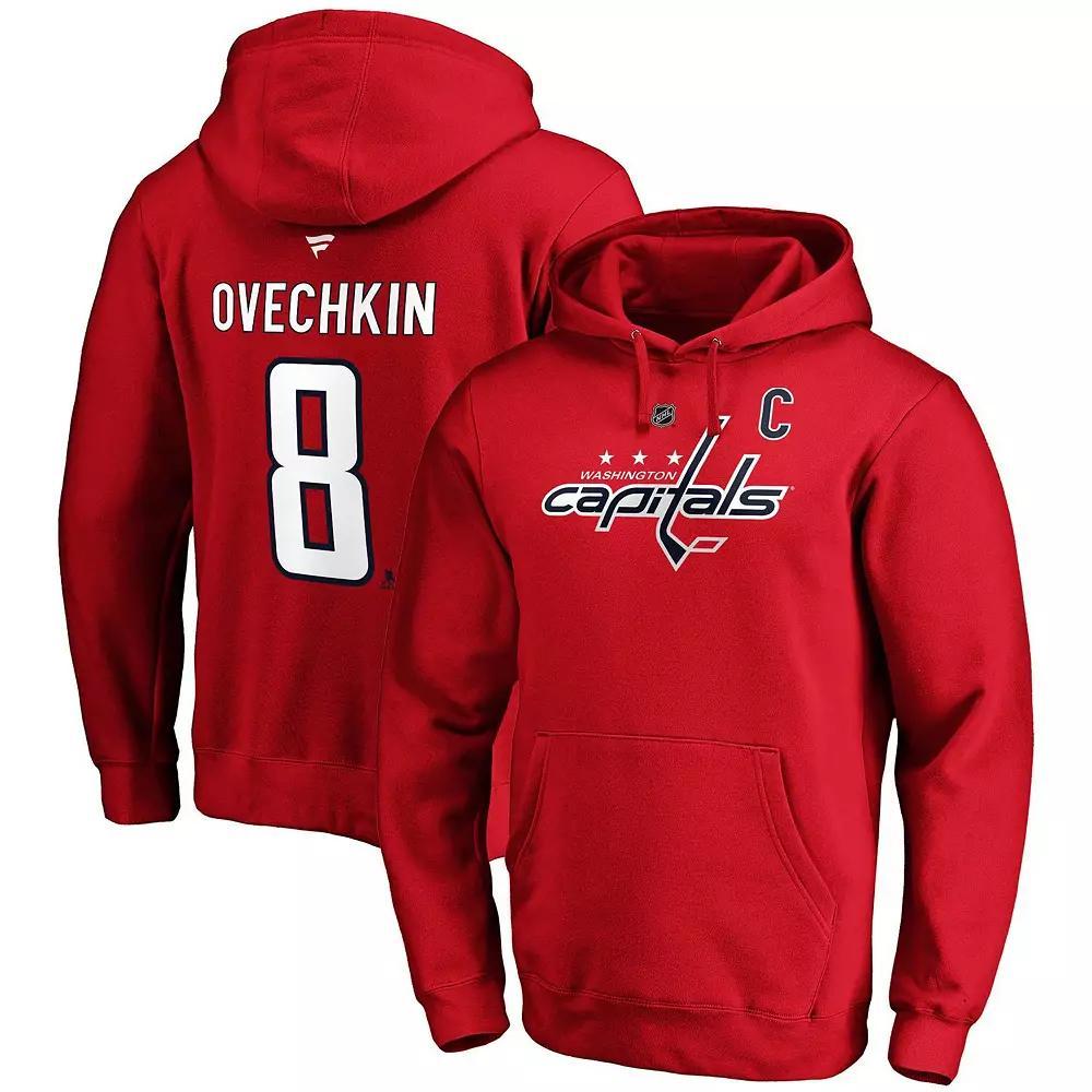 Men's Fanatics Branded Alexander Ovechkin Red Washington Capitals Authentic Stack Player Name & Number Fitted Pullover Hoodie, Size: 5XL Product Image