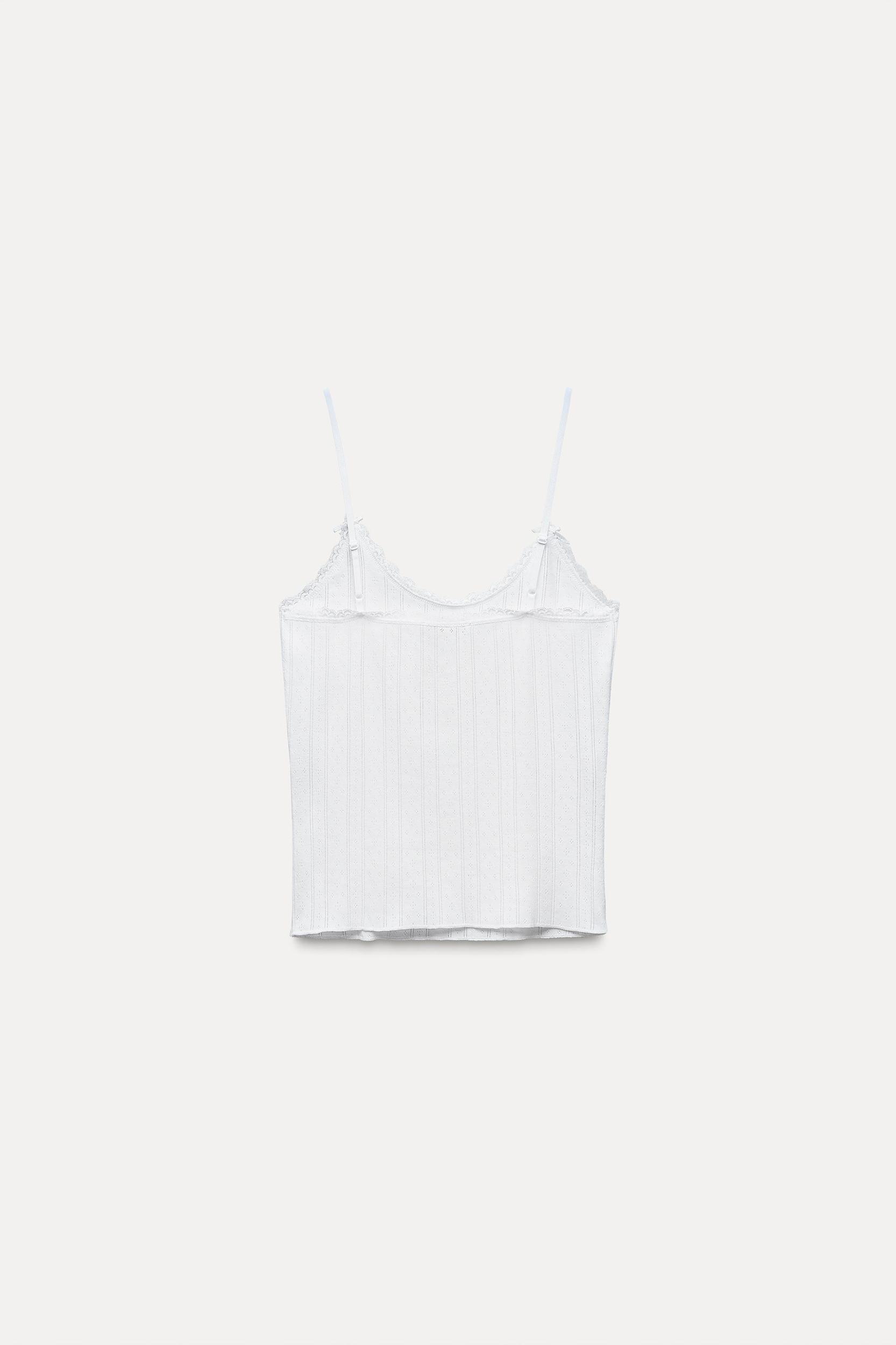 LACE TRIM POINTELLE TOP Product Image