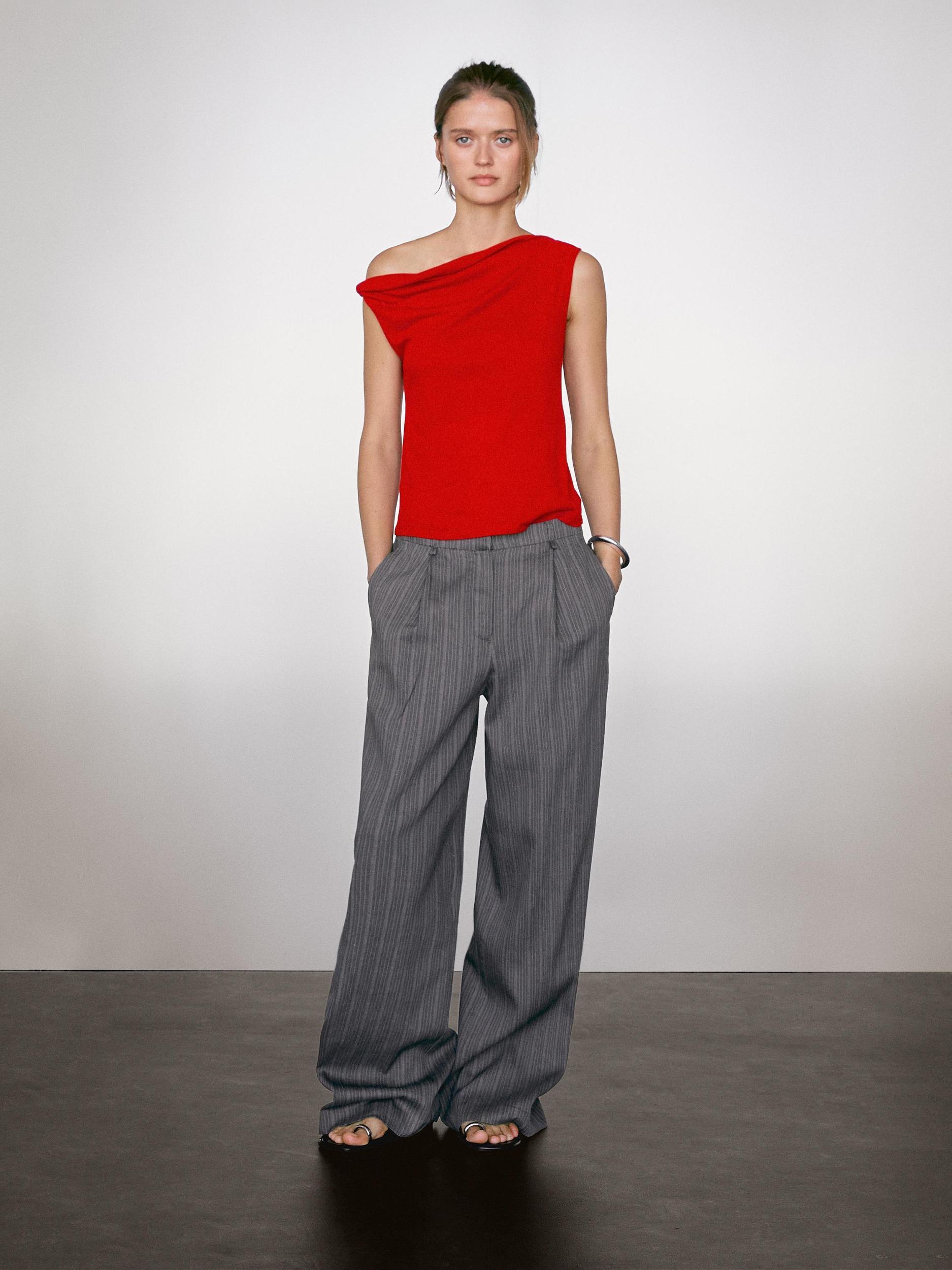 Draped top with cotton knot detail Product Image