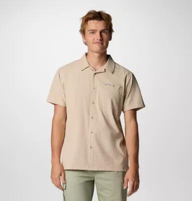 Men's Columbia Utilizer™ Short Sleeve Camp Shirt, Size: Medium, Ripple Blue Product Image