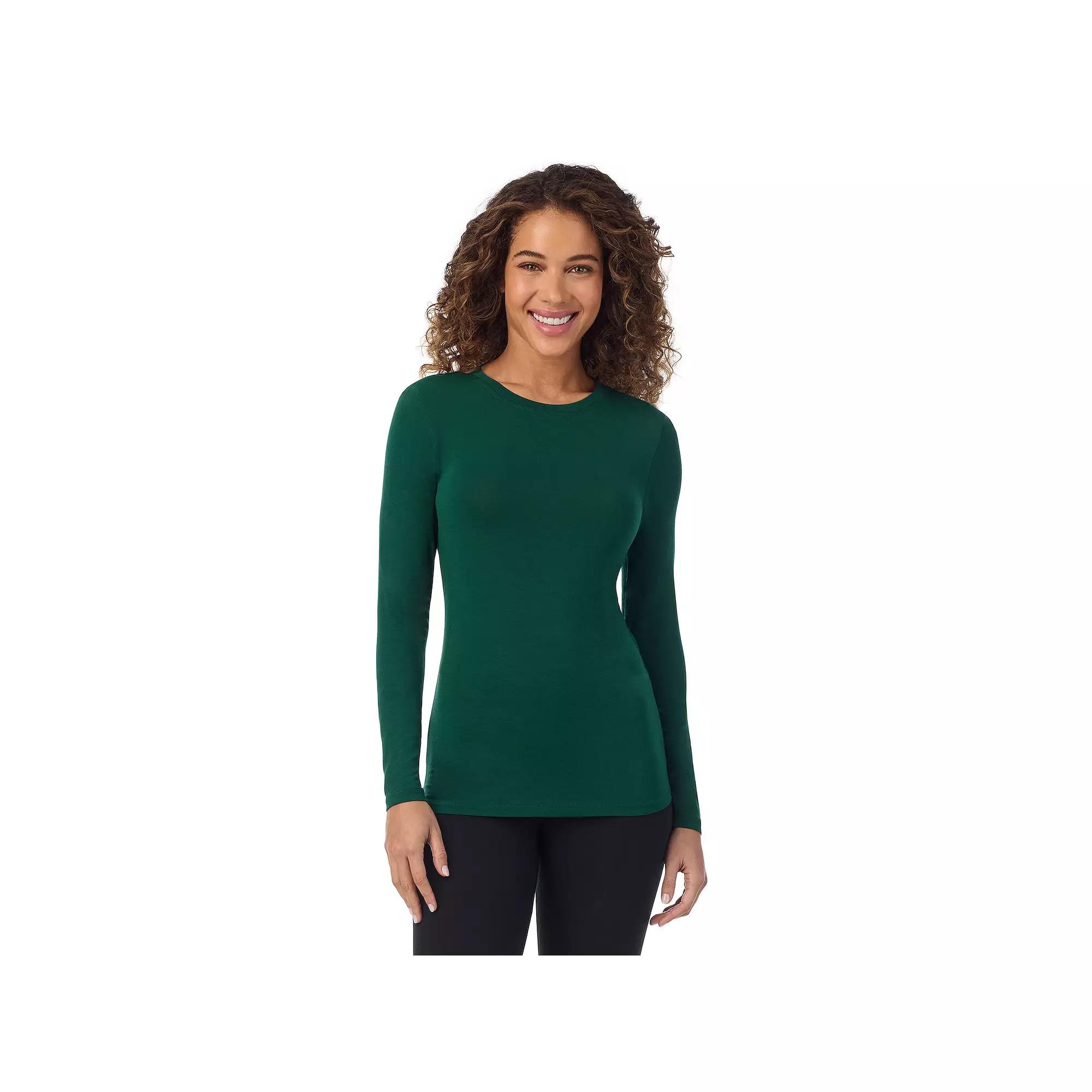Women's Cuddl Duds® Softwear with Stretch Long Sleeve Top, Size: Medium, Ivory Houndsto Product Image
