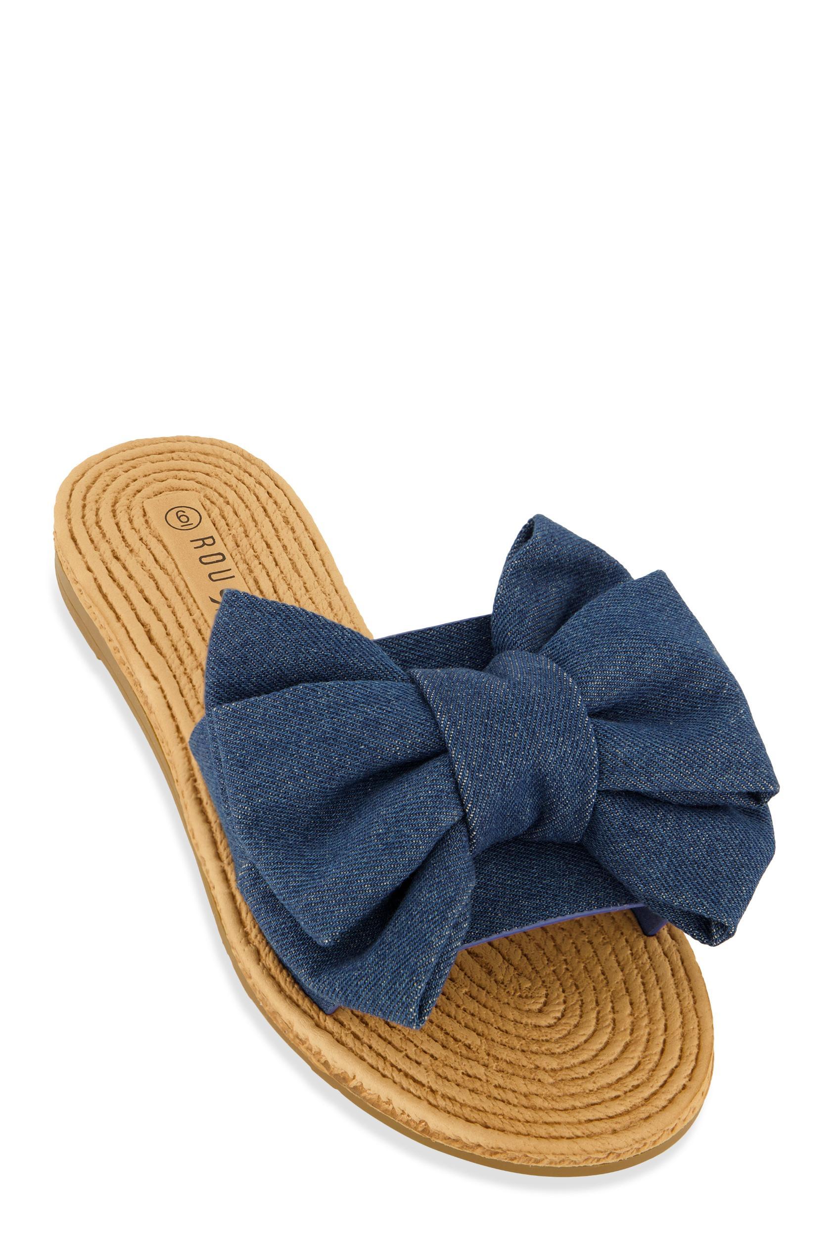 Womens Bow Band Espadrille Slide Sandals Product Image