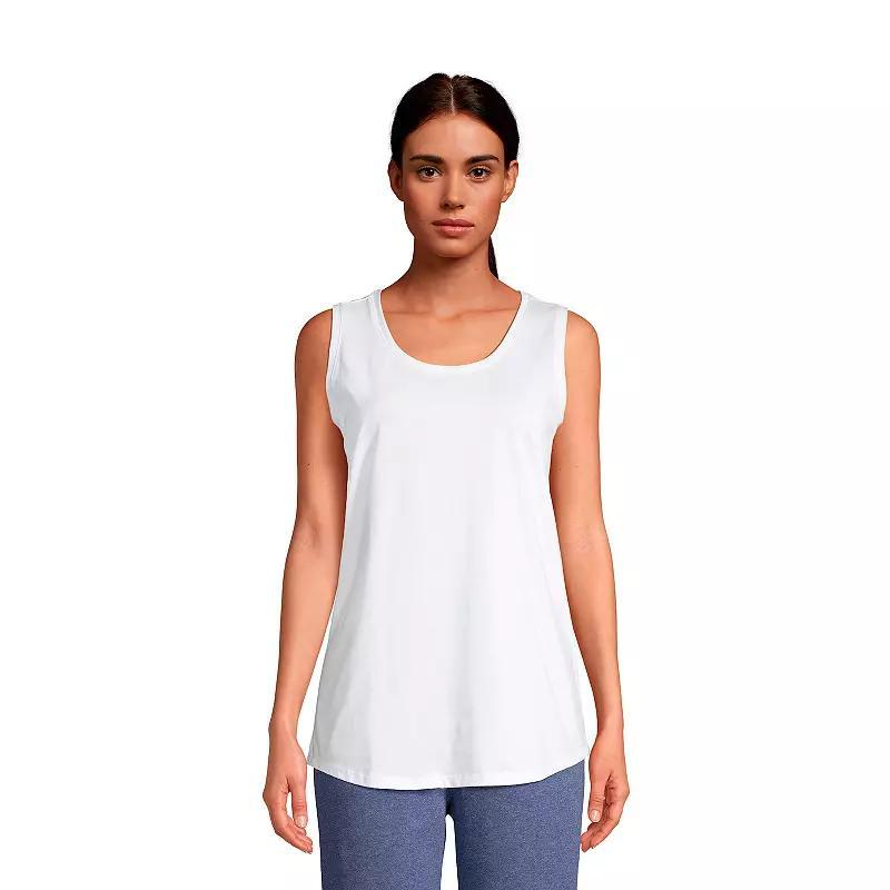 Women's Lands' End Supima Cotton Scoopneck Tunic Tank Top, Size: Small Petite, Black Product Image