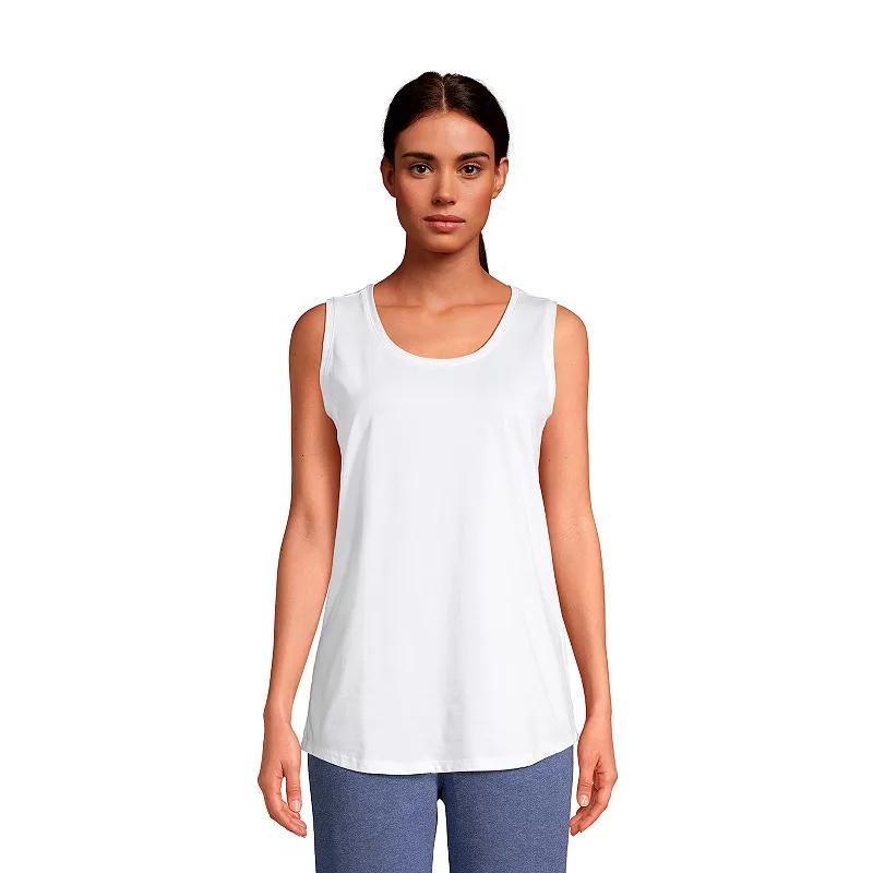 Women's Lands' End Supima Cotton Scoopneck Tunic Tank Top, Size: Small Petite, Black Product Image