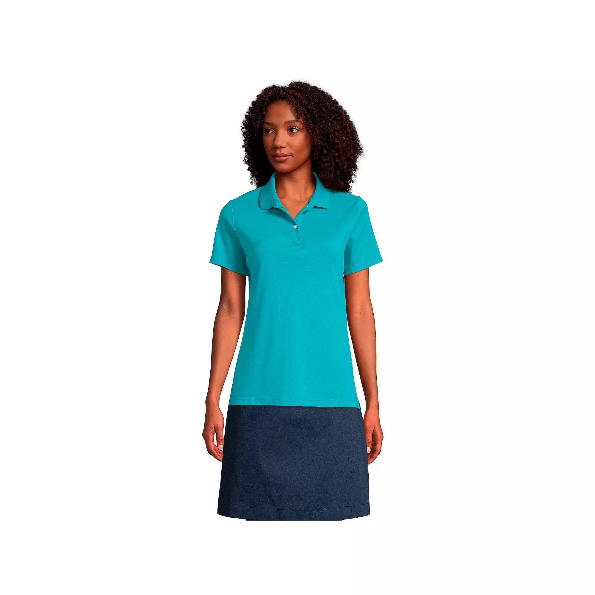 Womens Lands End School Uniform Short Sleeve Interlock Polo Shirt Product Image