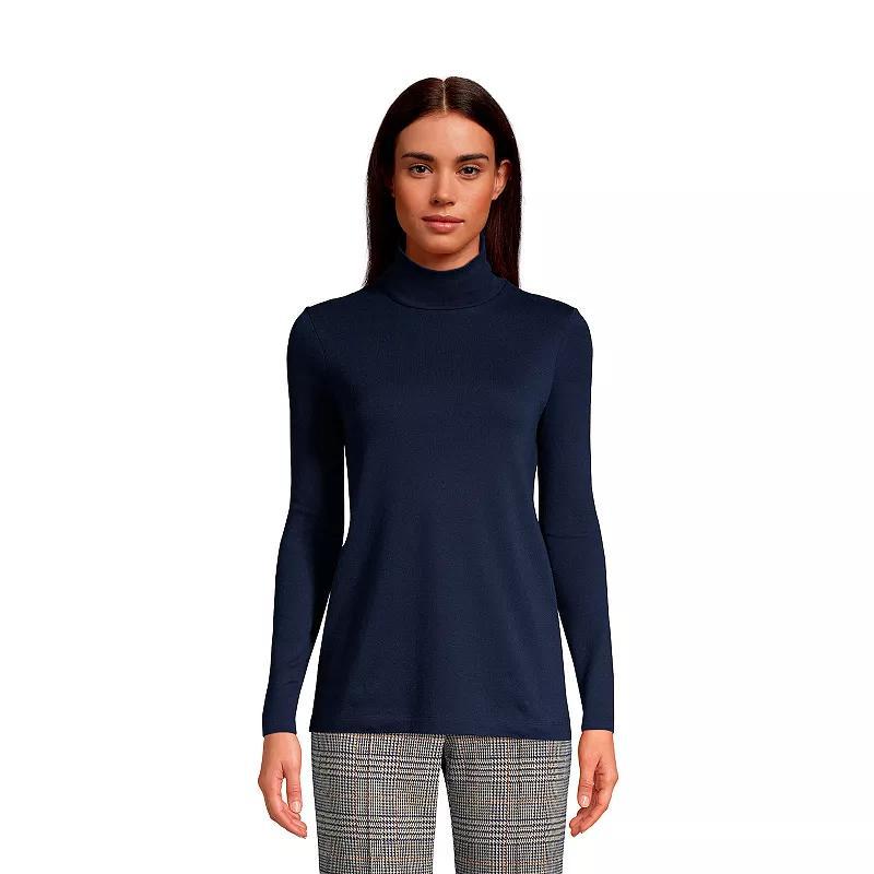 Womens Lands End Supima Cotton Long Sleeve Turtleneck Radiant Blue Product Image