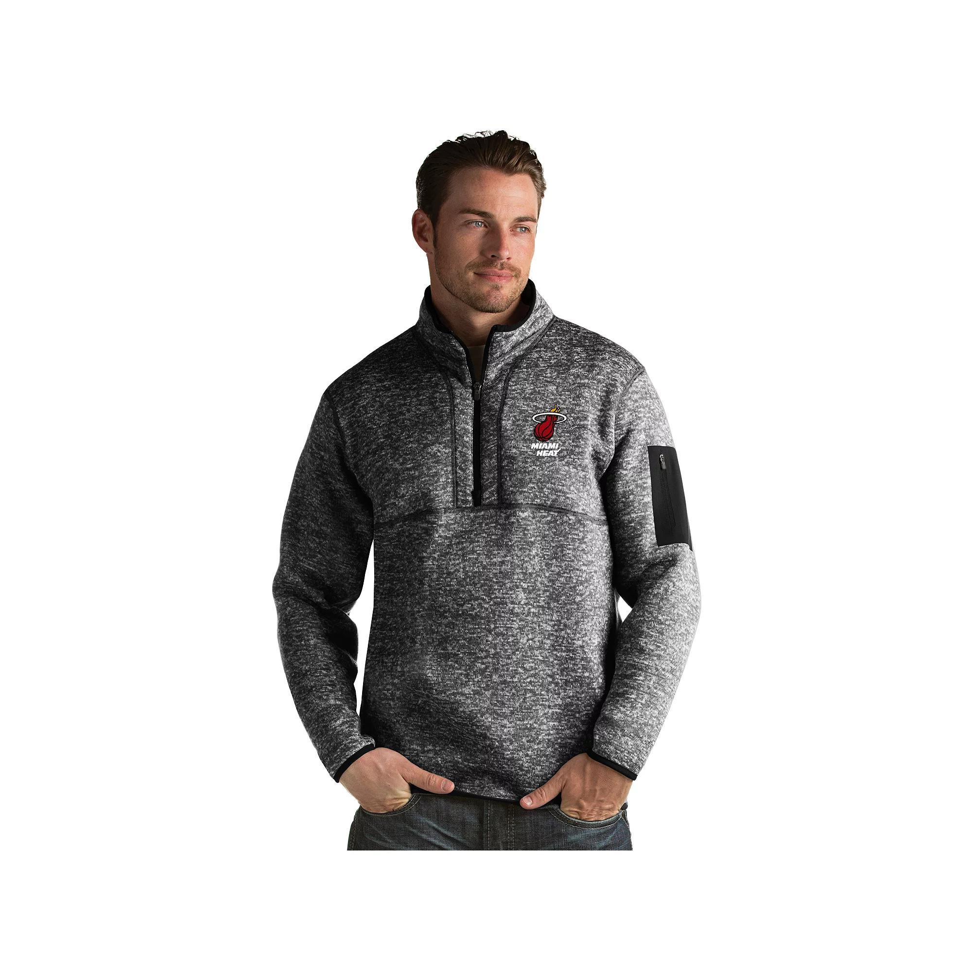 Mens Antigua Miami Heat Fortune Pullover Black Grey Product Image
