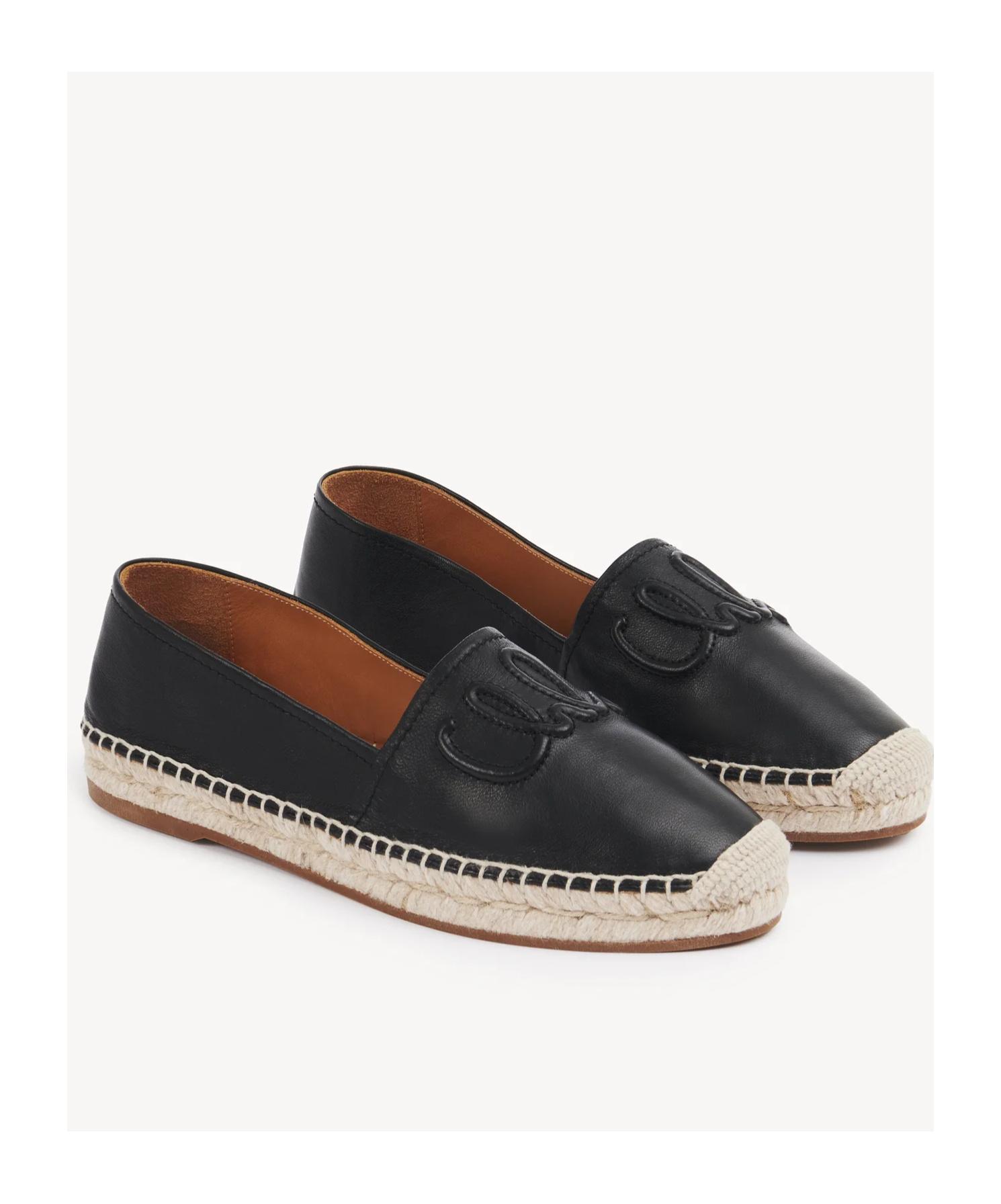 CHLOÉ Isla Leather Espadrilles In Black Product Image