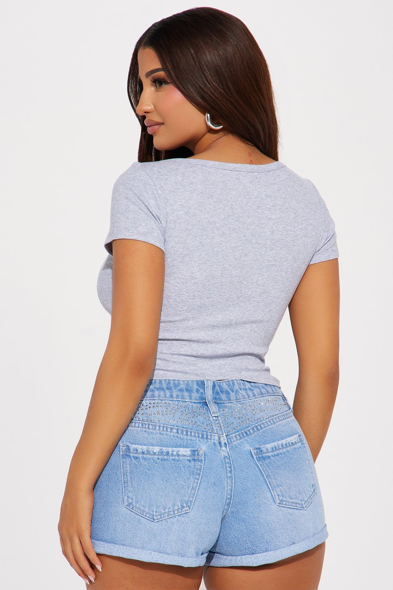 Amelia Scoop Neck Top - Heather Grey Product Image