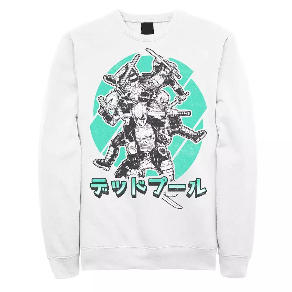 Men's Marvel Deadpool Kanji Fighting Graphic Sweatshirt, Size: XL, White Product Image