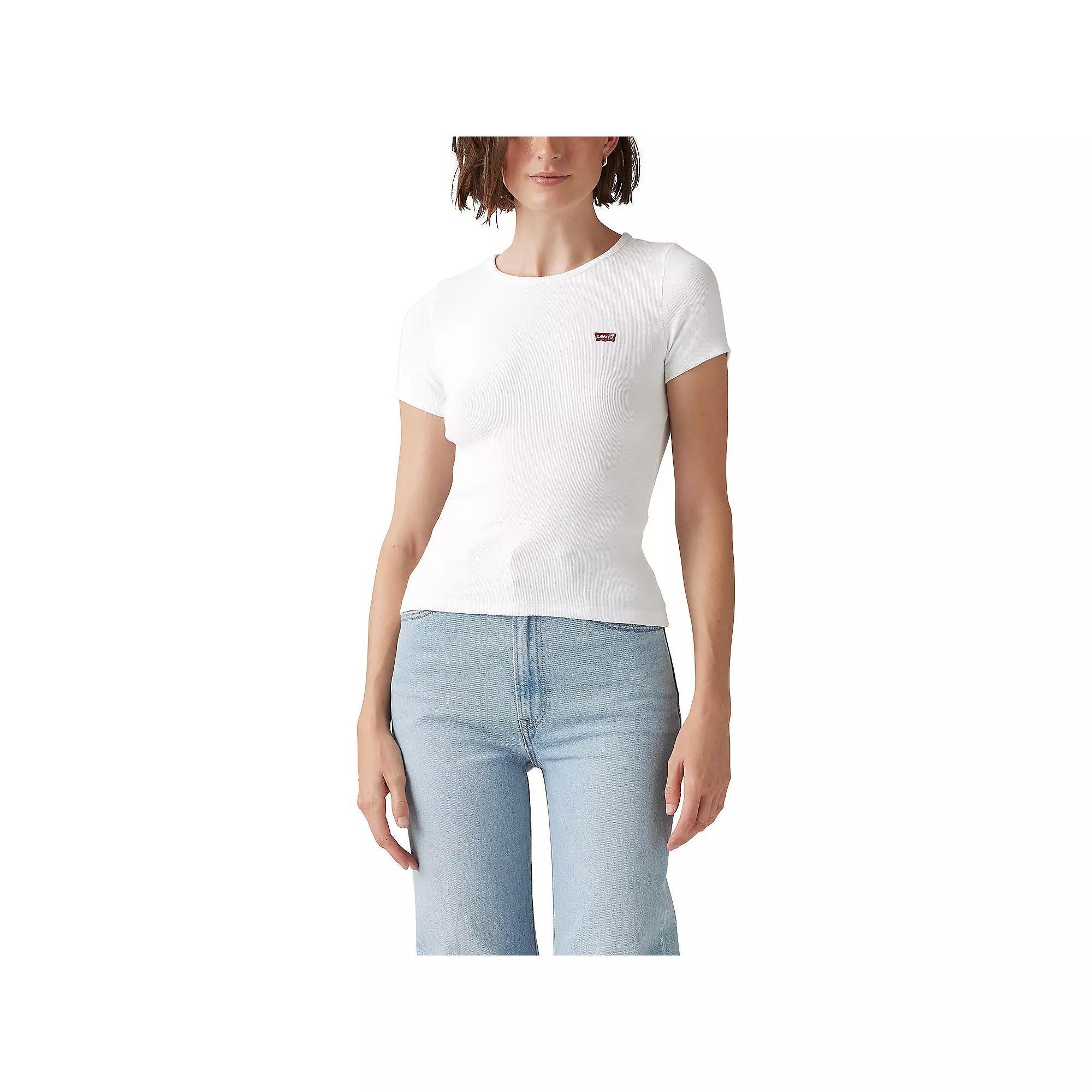 Levi's® Women's Hayes T-Shirt - White L: Slim Fit, Crew Neck, Short Sleeve, Lightweight Product Image