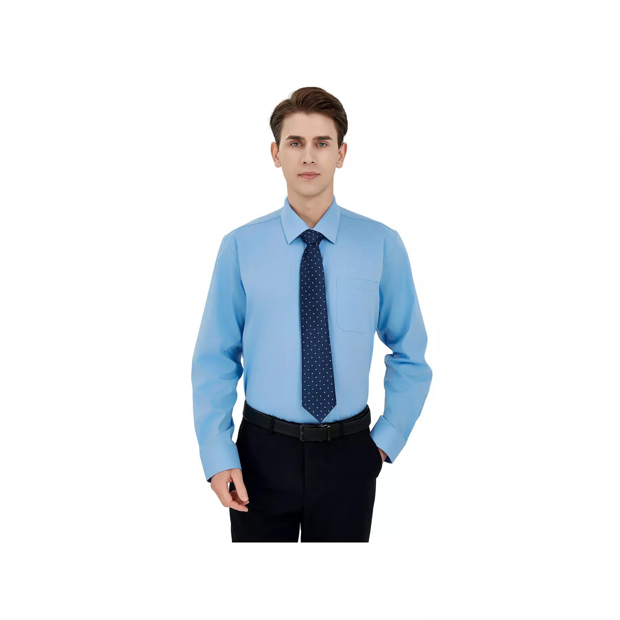 Men's Bespoke Classic-Fit Dress Shirt & Tie Set, Size: XL-36/37, Light Blue Product Image