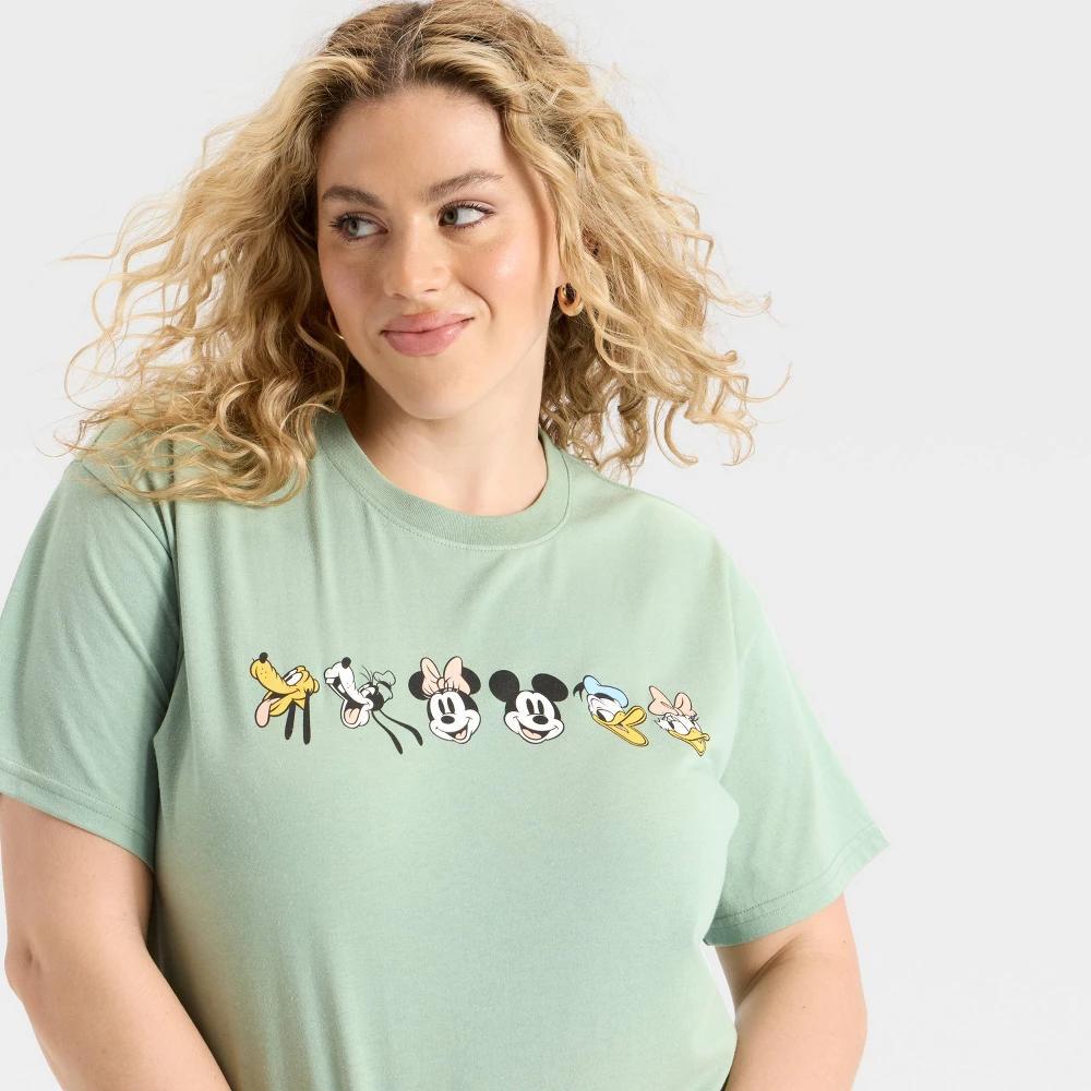 Women's Mickey & Friends Short Sleeve Graphic T-Shirt - Green Product Image