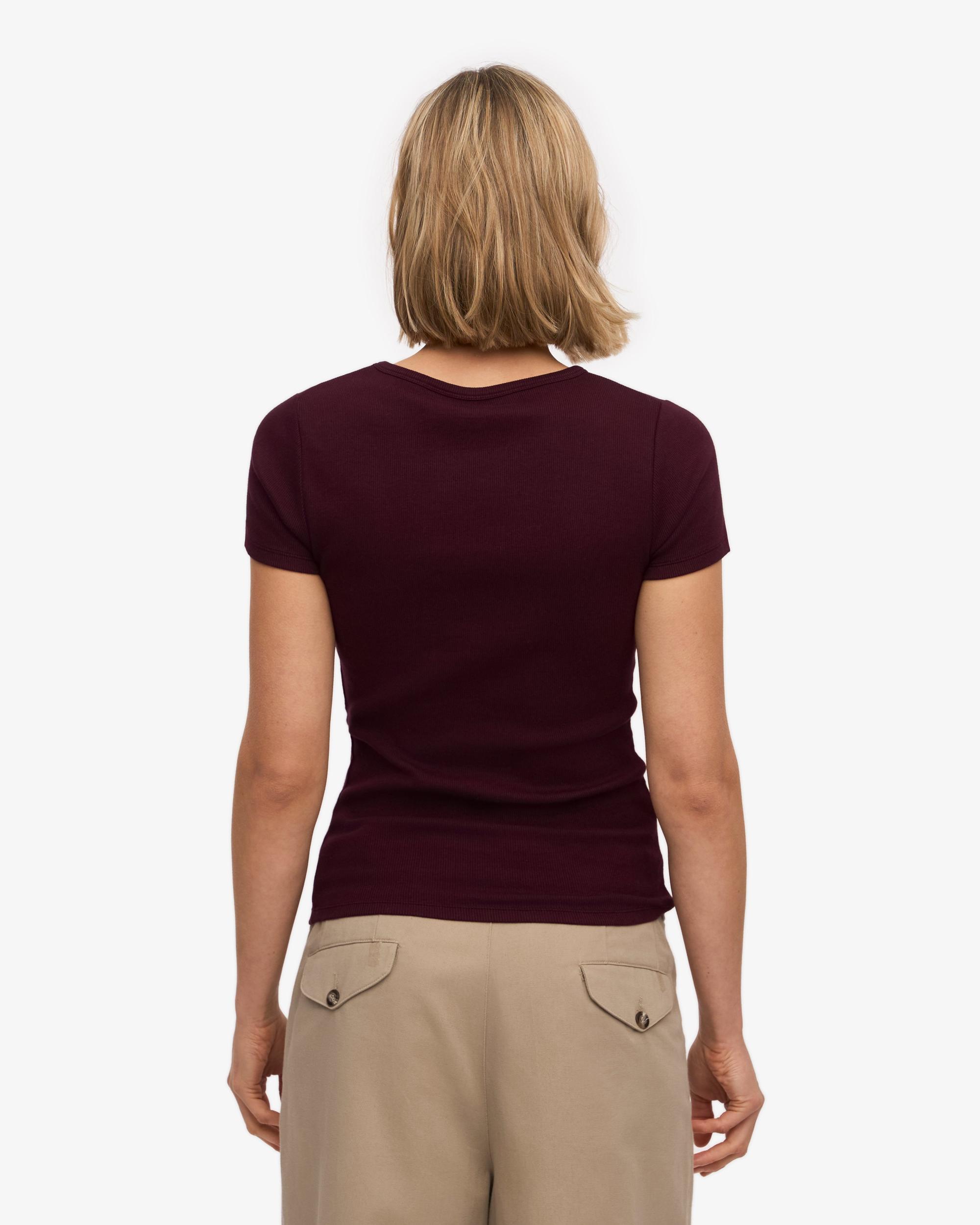 Organic Rib T-Shirt - Oxblood Red Product Image