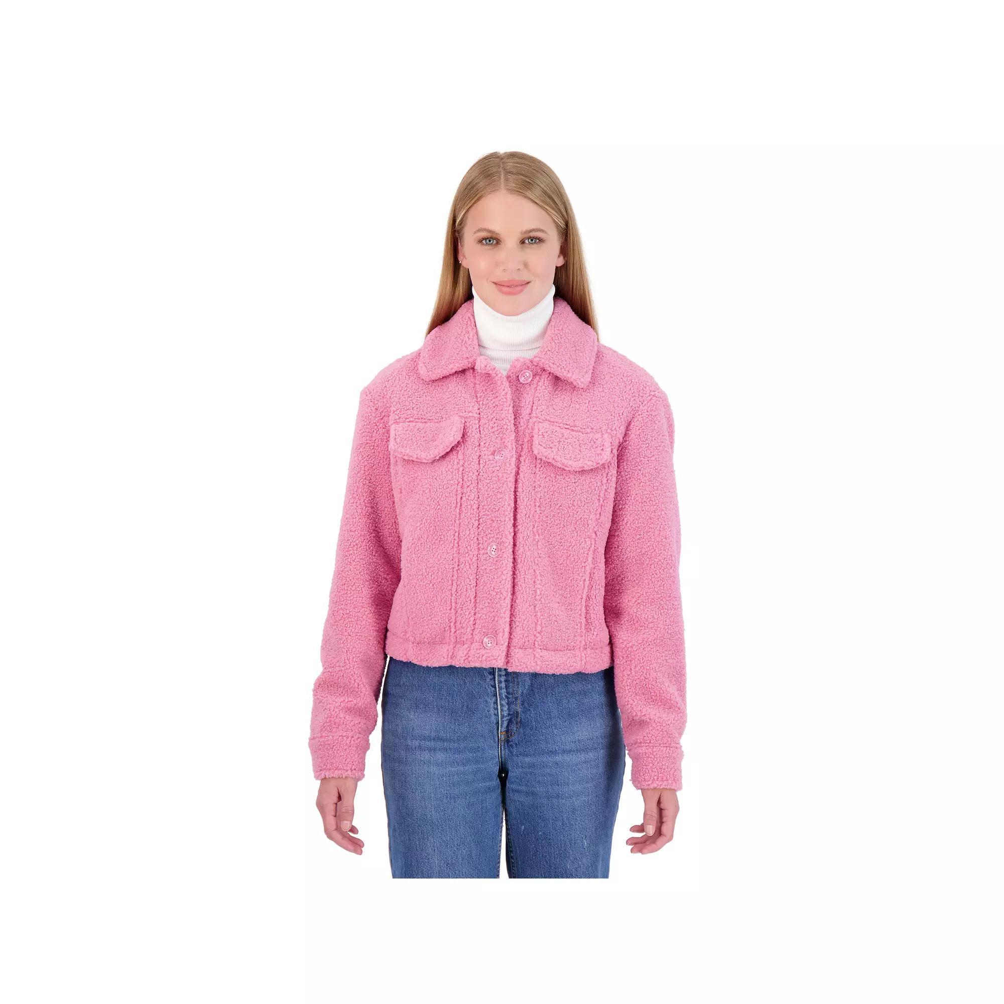 Juniors' Sebby Teddy Sherpa Crop Jacket, Women's, Size: Small, Burnt Orange Product Image